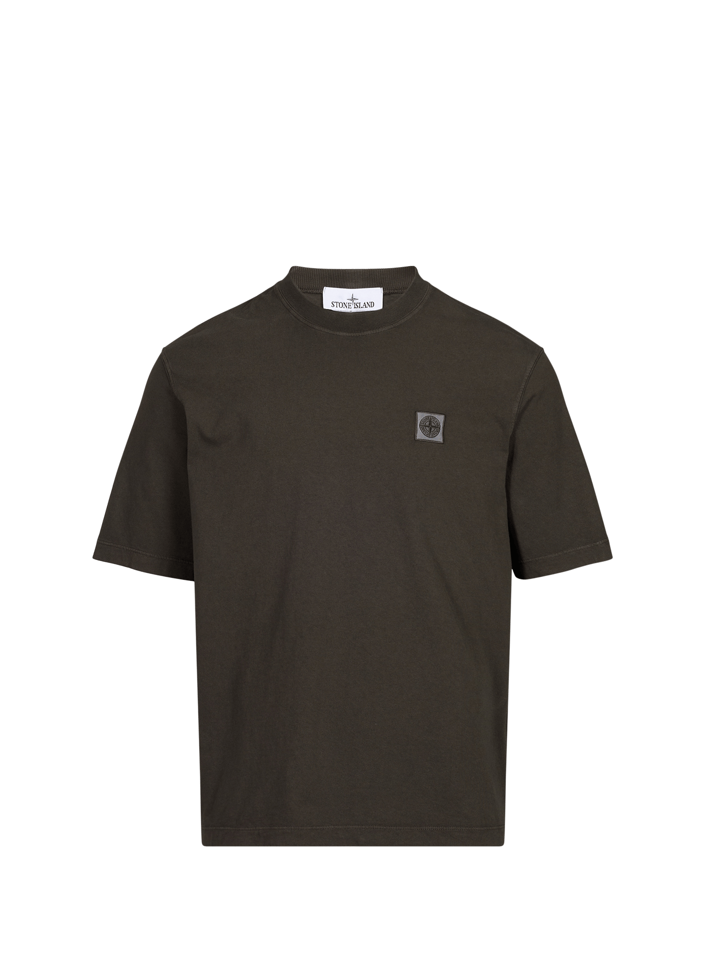 Gerader Rundhalsausschnitt T-Shirt aus Baumwolle STONE ISLAND Grau