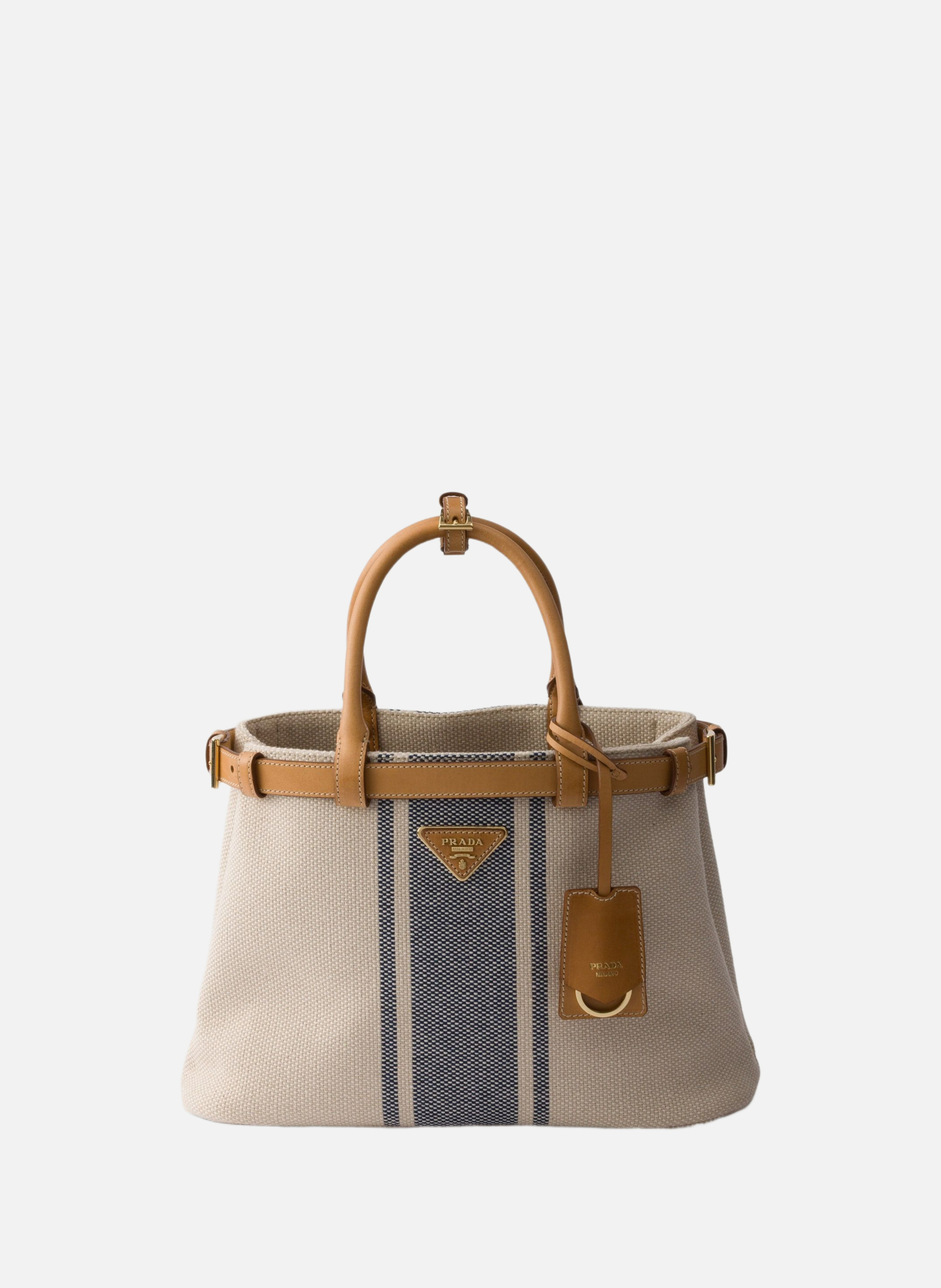 Petit sac prada buckle en toile et cuir PRADA Beige