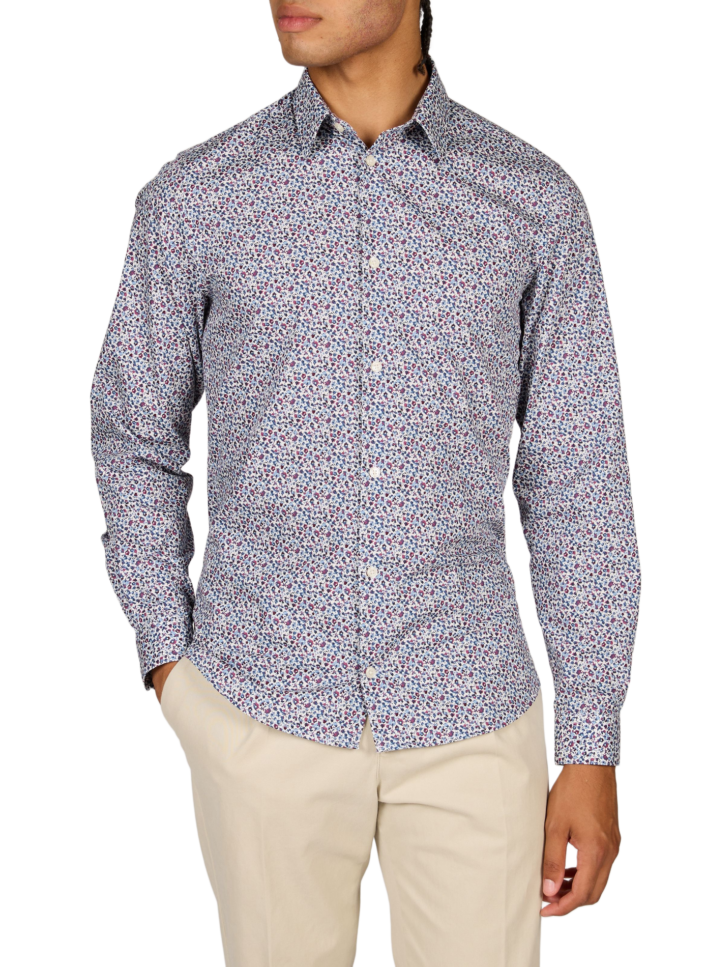 Slim-fit cotton shirt AU PRINTEMPS PARIS Multicolour