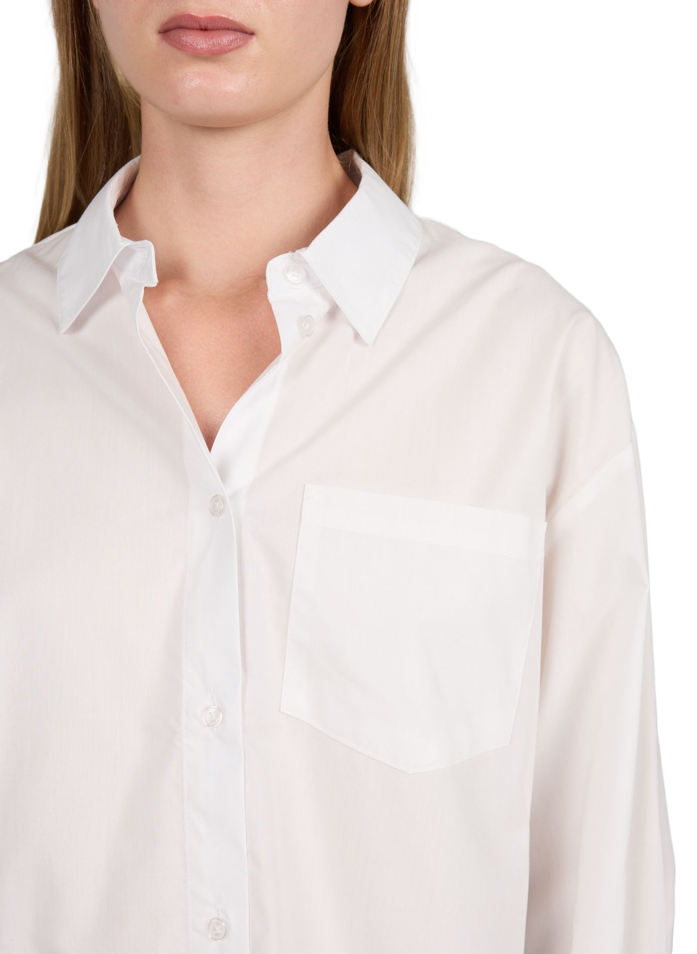 Striped long-sleeve shirt in blended cotton OBJECT White