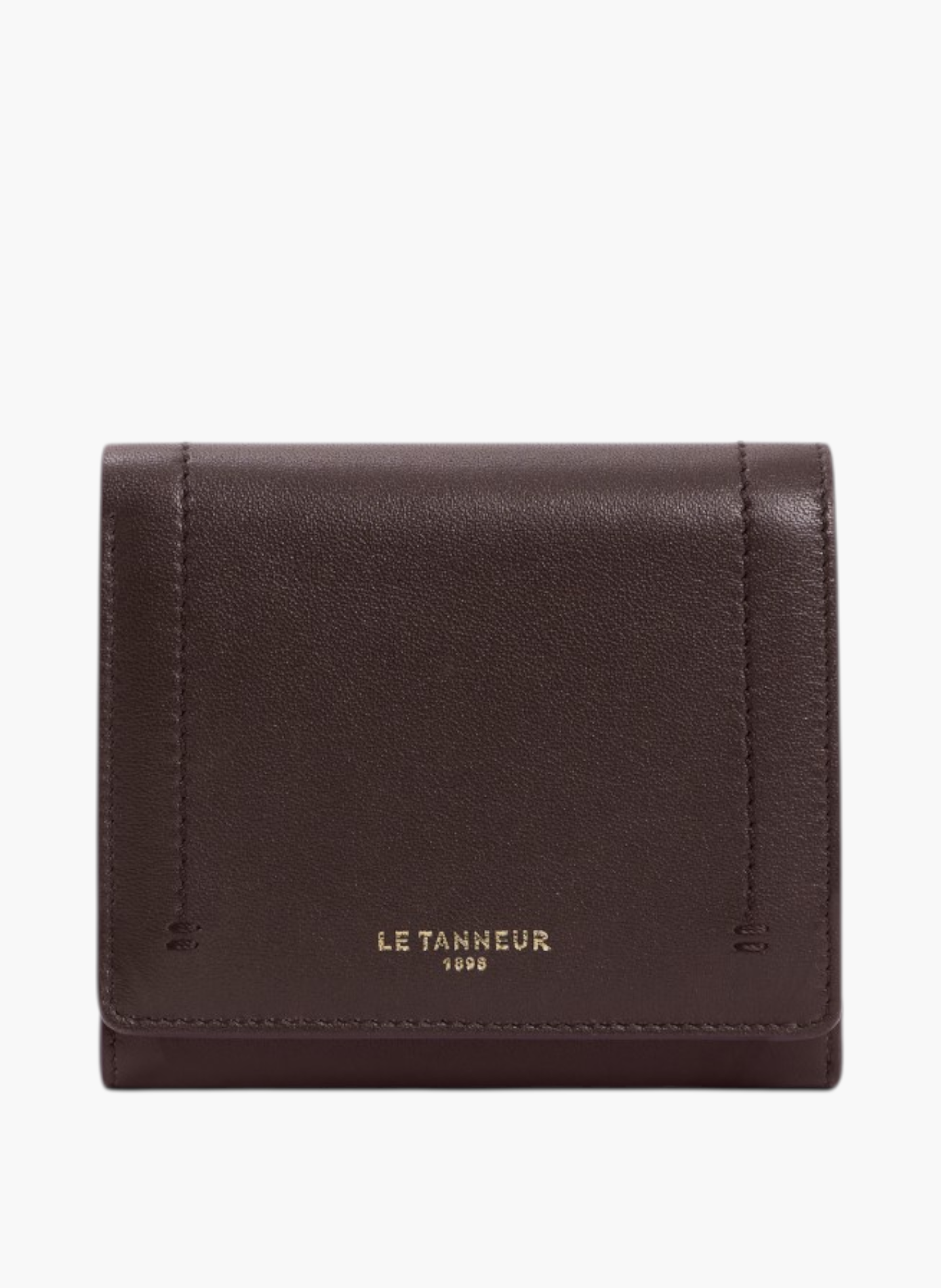 Petit portefeuille à rabat louison en cuir lisse LE TANNEUR Marron