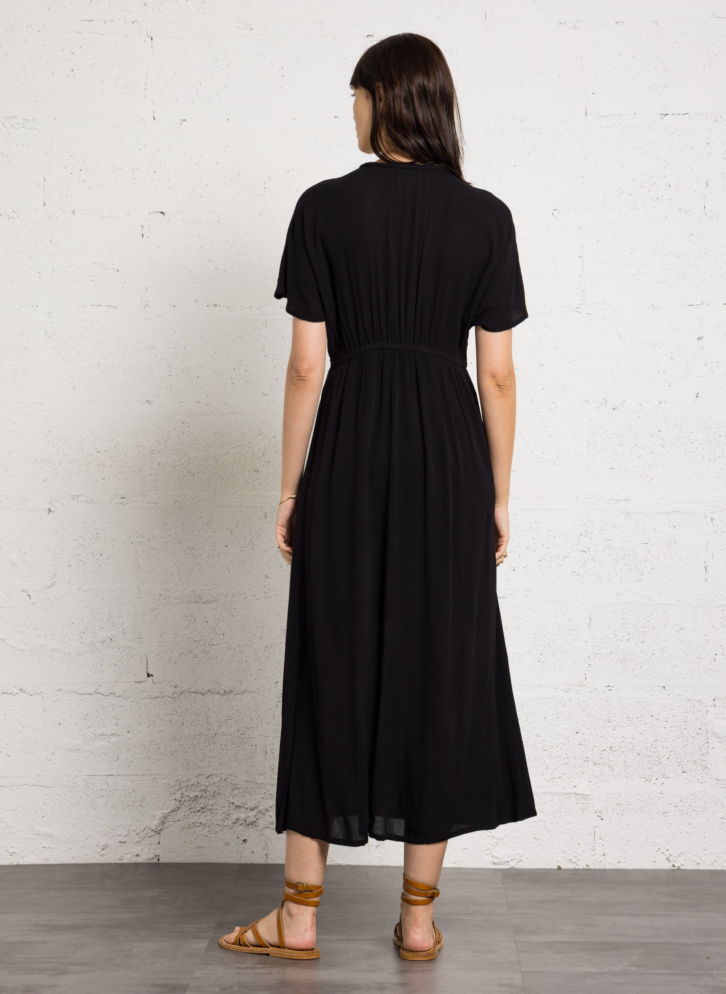 Robe longue col v rebecca MAISON 123 Noir