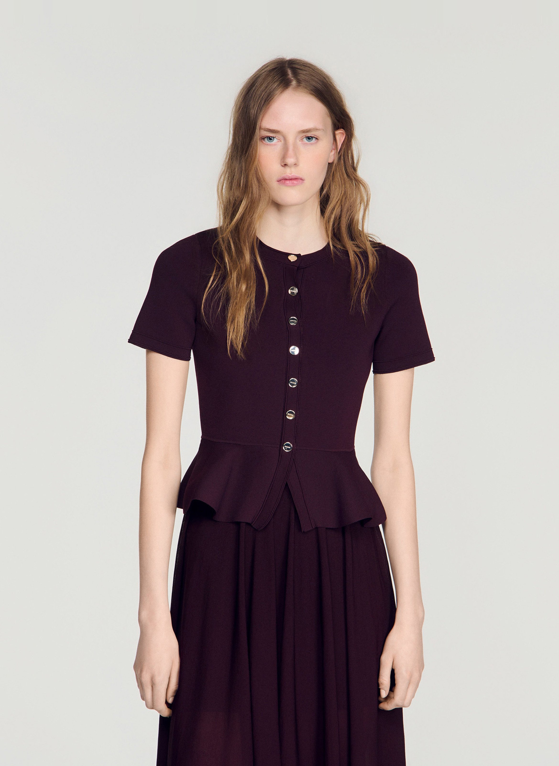 Robe longue col rond SANDRO Rouge