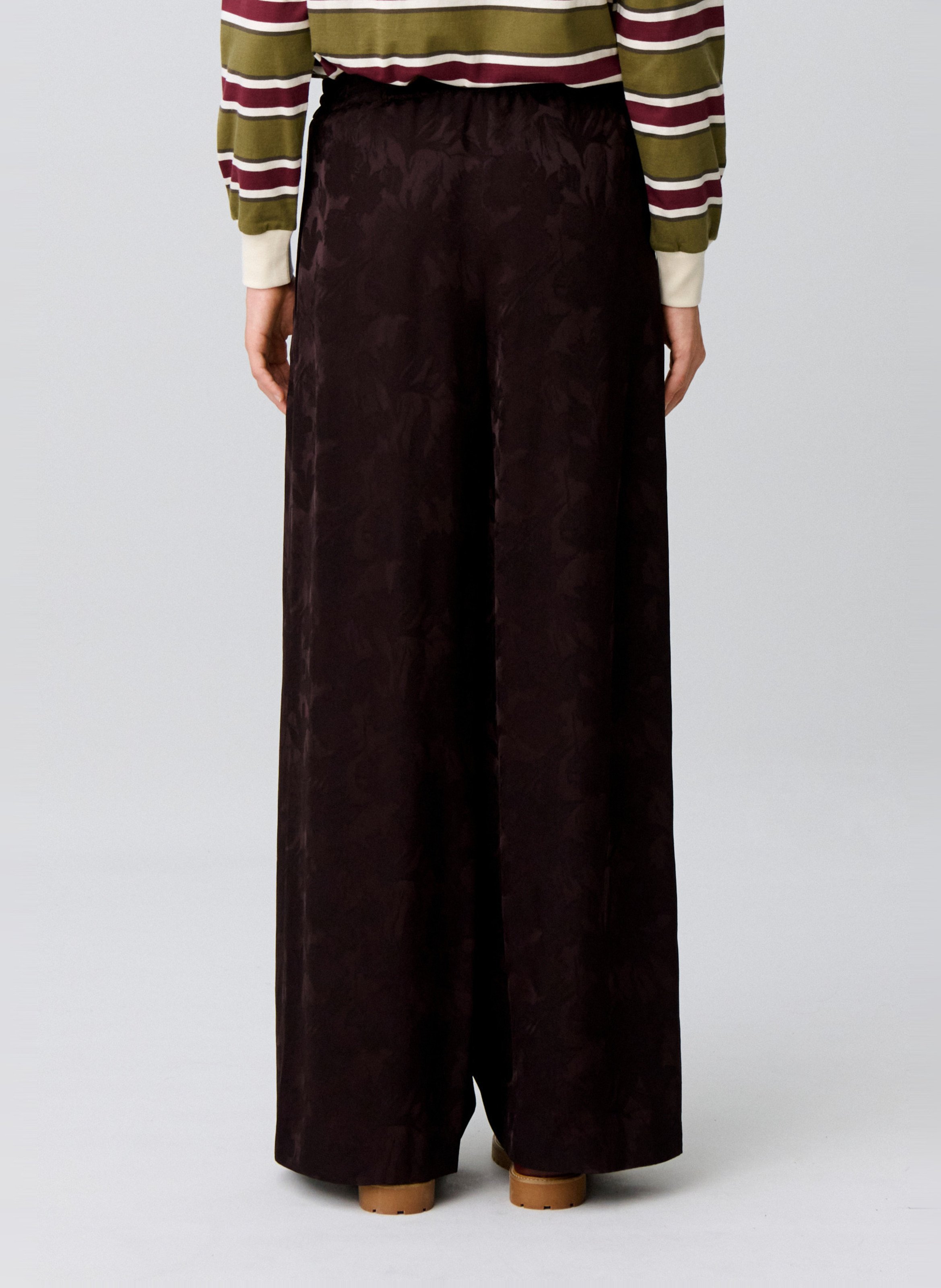 Pantalon large taille haute jacquard CLAUDIE PIERLOT Marron