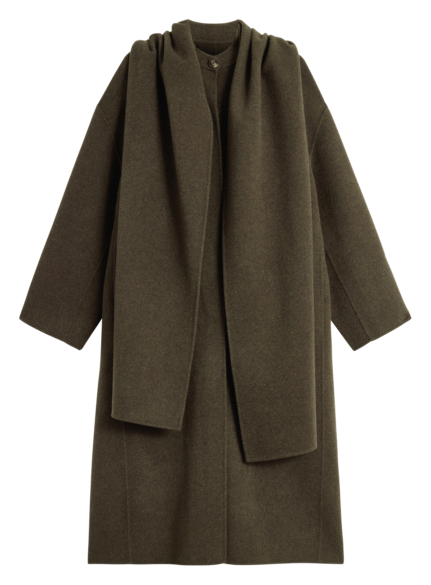 Manteau oversize à écharpé en laine mélangée finn SOEUR Kaki