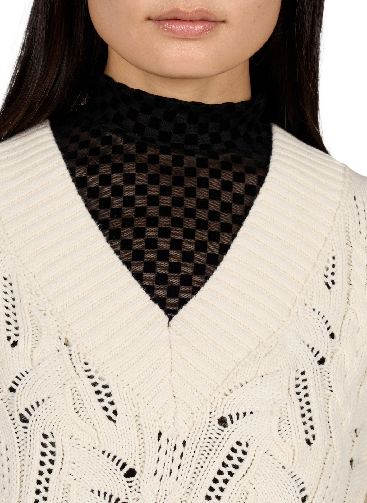 Mixed cotton knit sweater OBJECT Beige