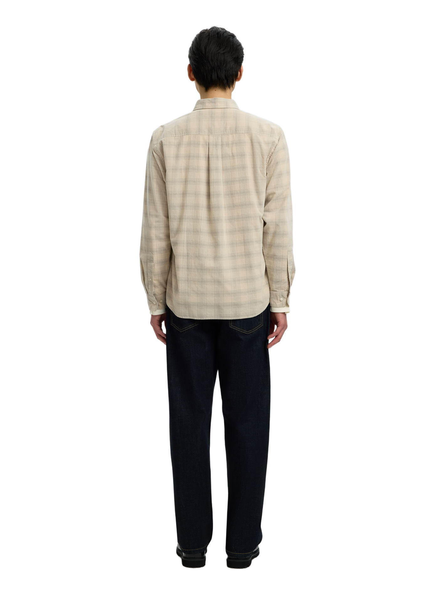 Camicia a quadri con colletto classico in cotone SELECTED Beige