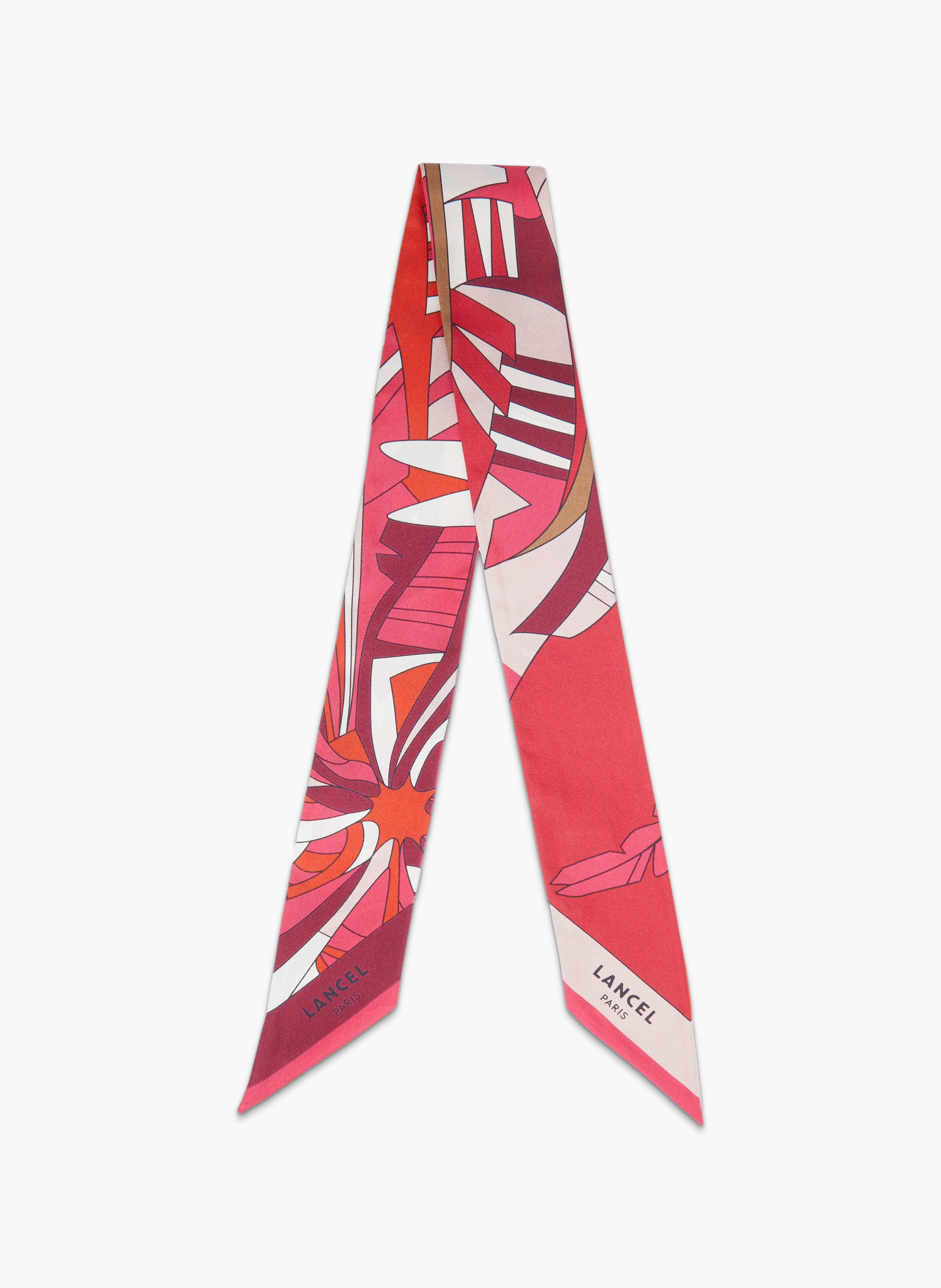Bandeau en soie lancel motif duo arabesque - multicolore framboise LANCEL Rose