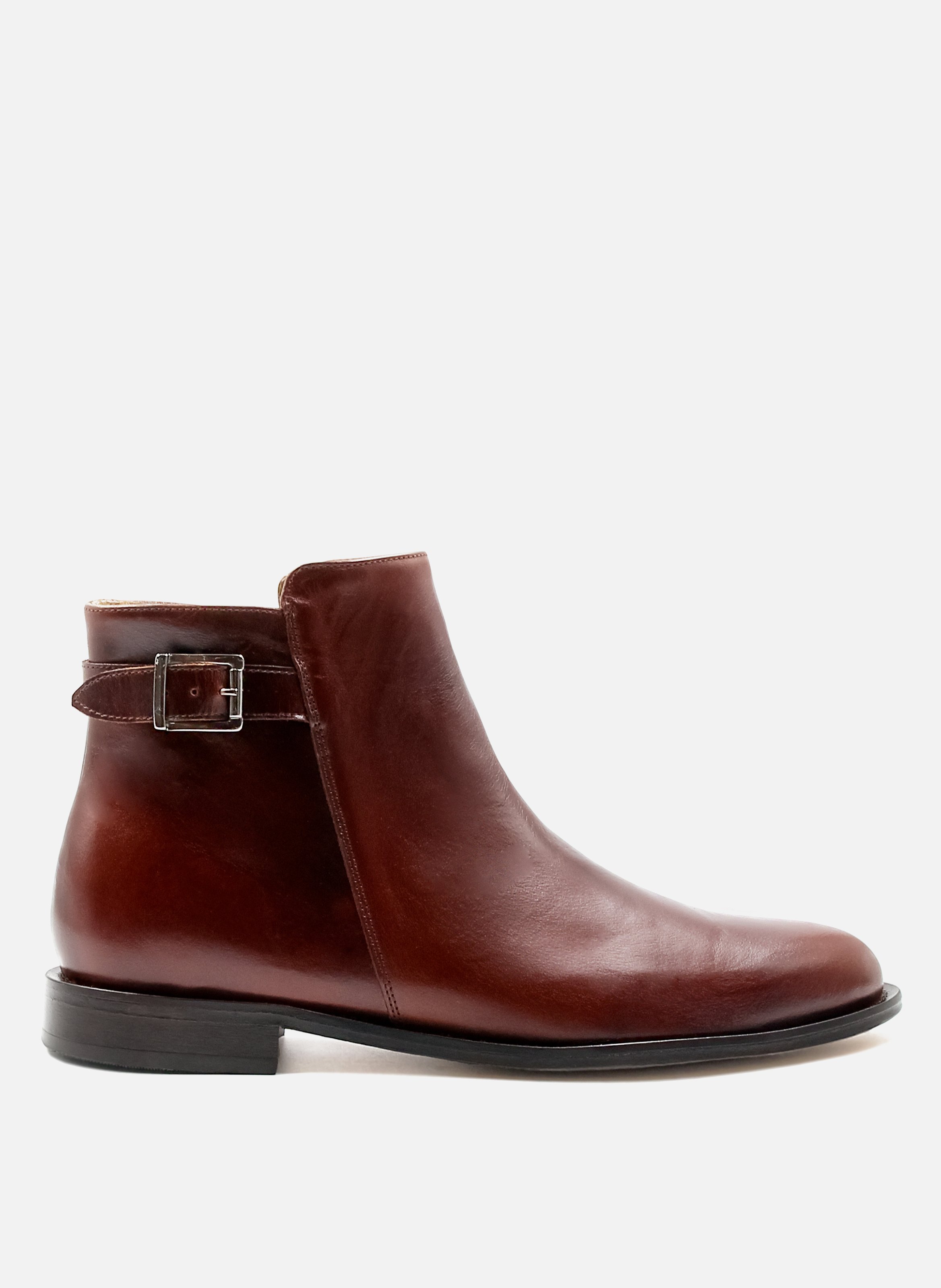 Boots à boucle cuir lisse JULES & JENN Marron