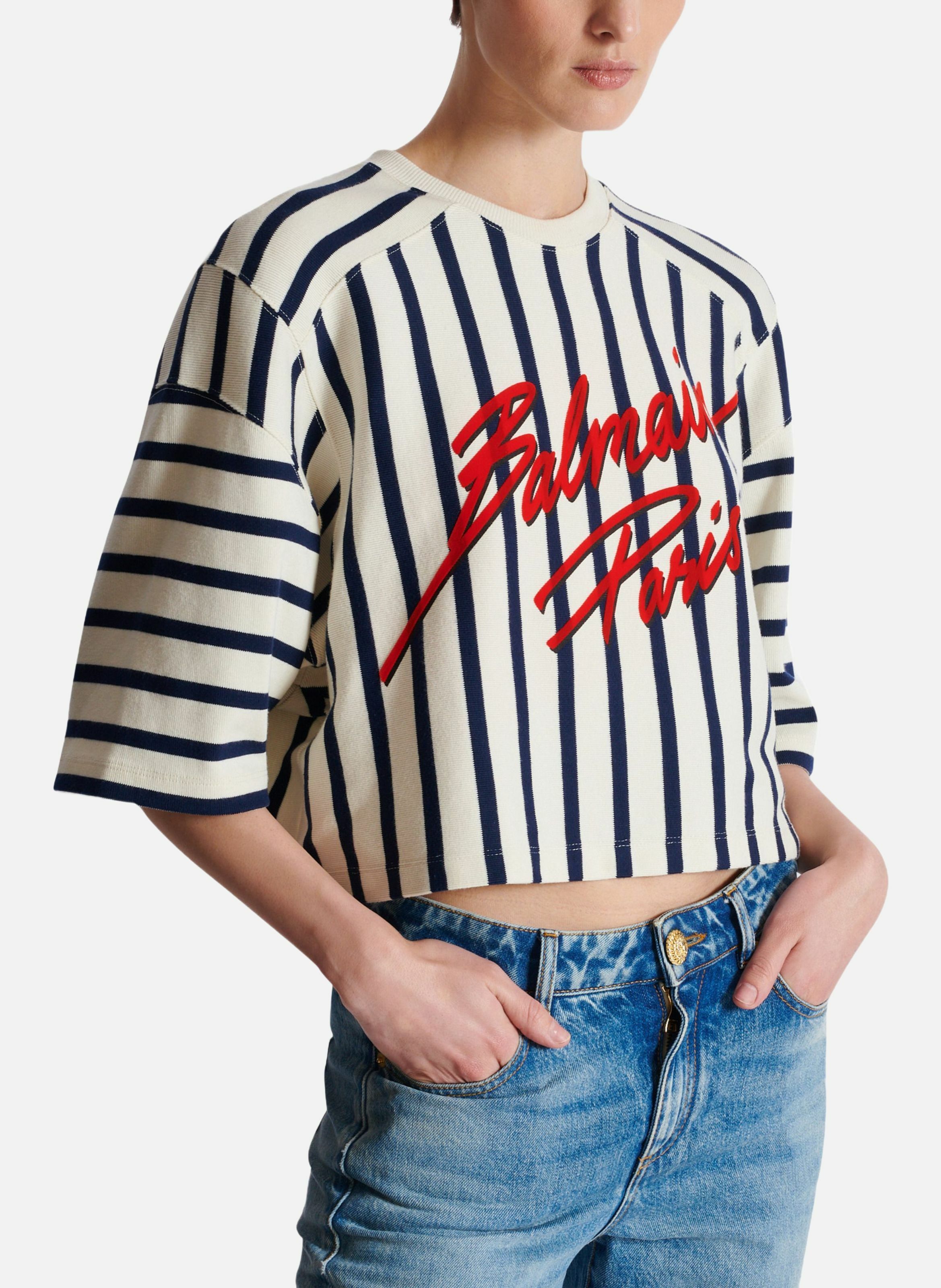 T-shirt rayé balmain baseball BALMAIN Multicolore