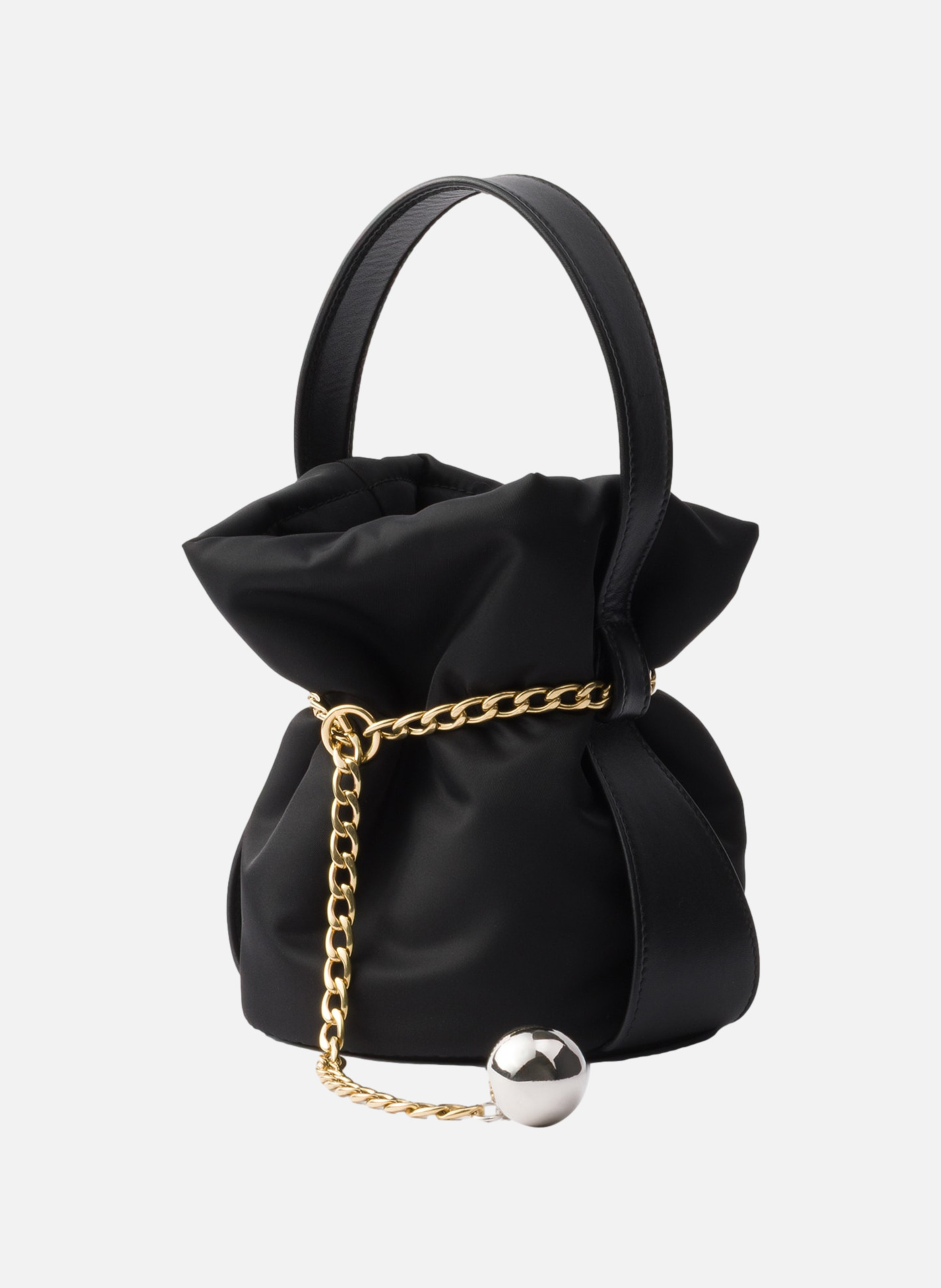 Petit sac seau en re-nylon et cuir nappa PRADA Noir