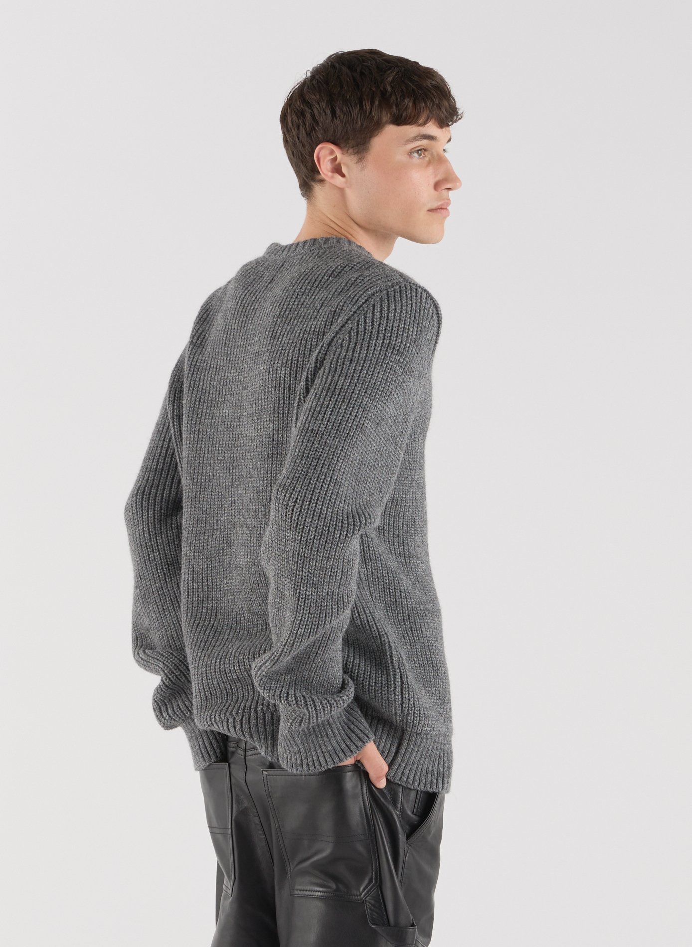 Round-neck sweater in ribbed knit SAISON 1865 Grey