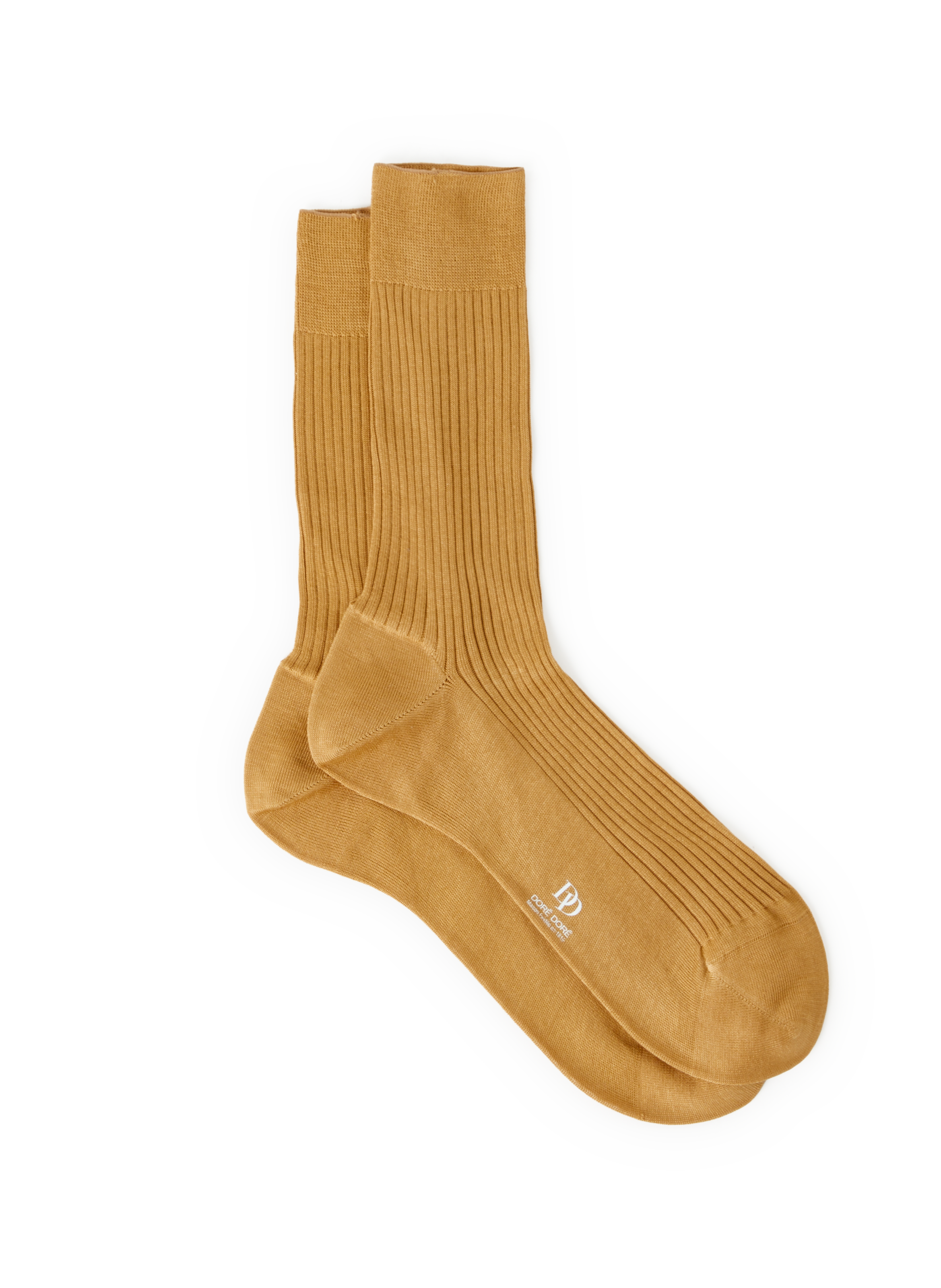 DORÉ DORÉ Chaussettes mi-hautes côtelées en coton Jaune