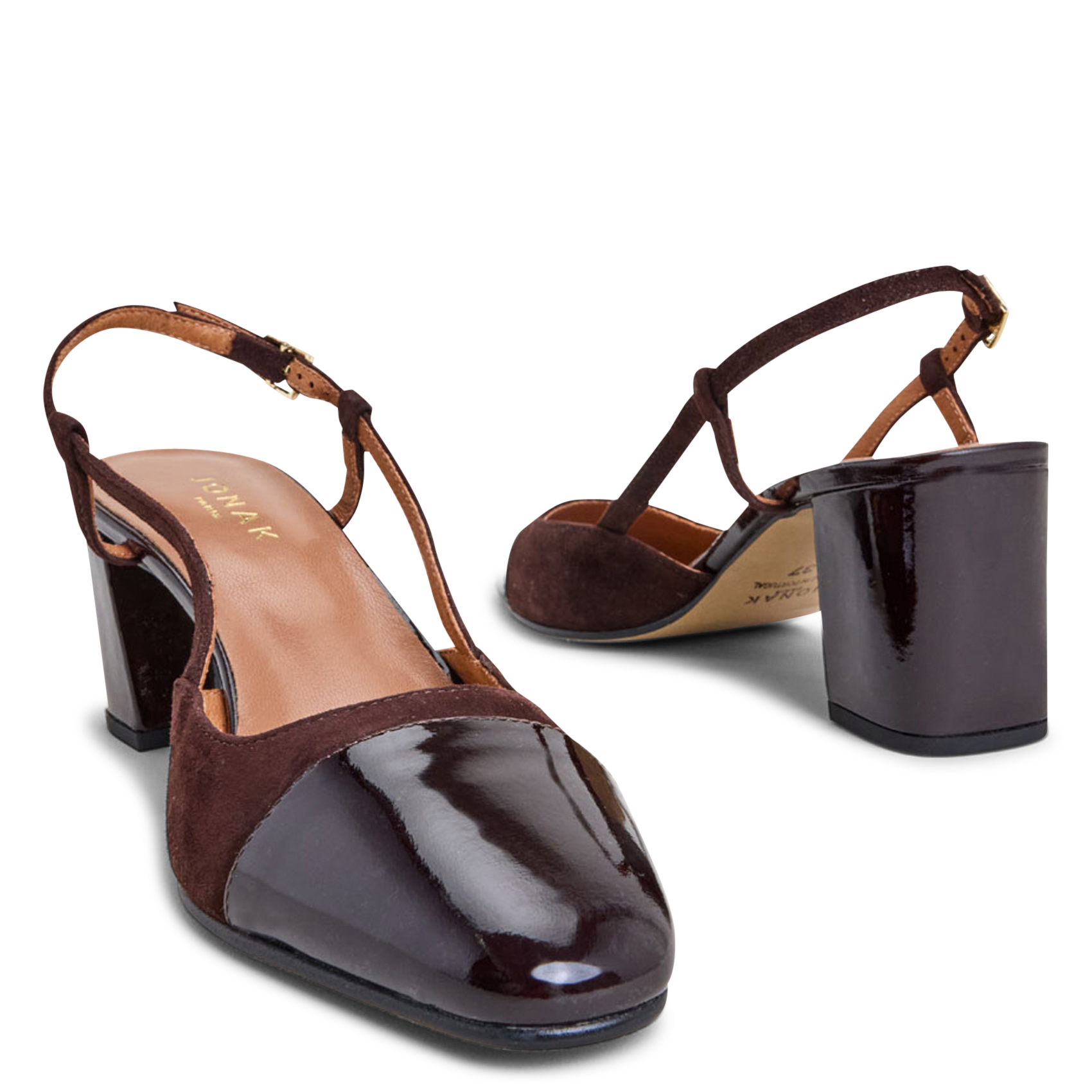 Slingbacks en cuir bi-matière dhapop JONAK Marron