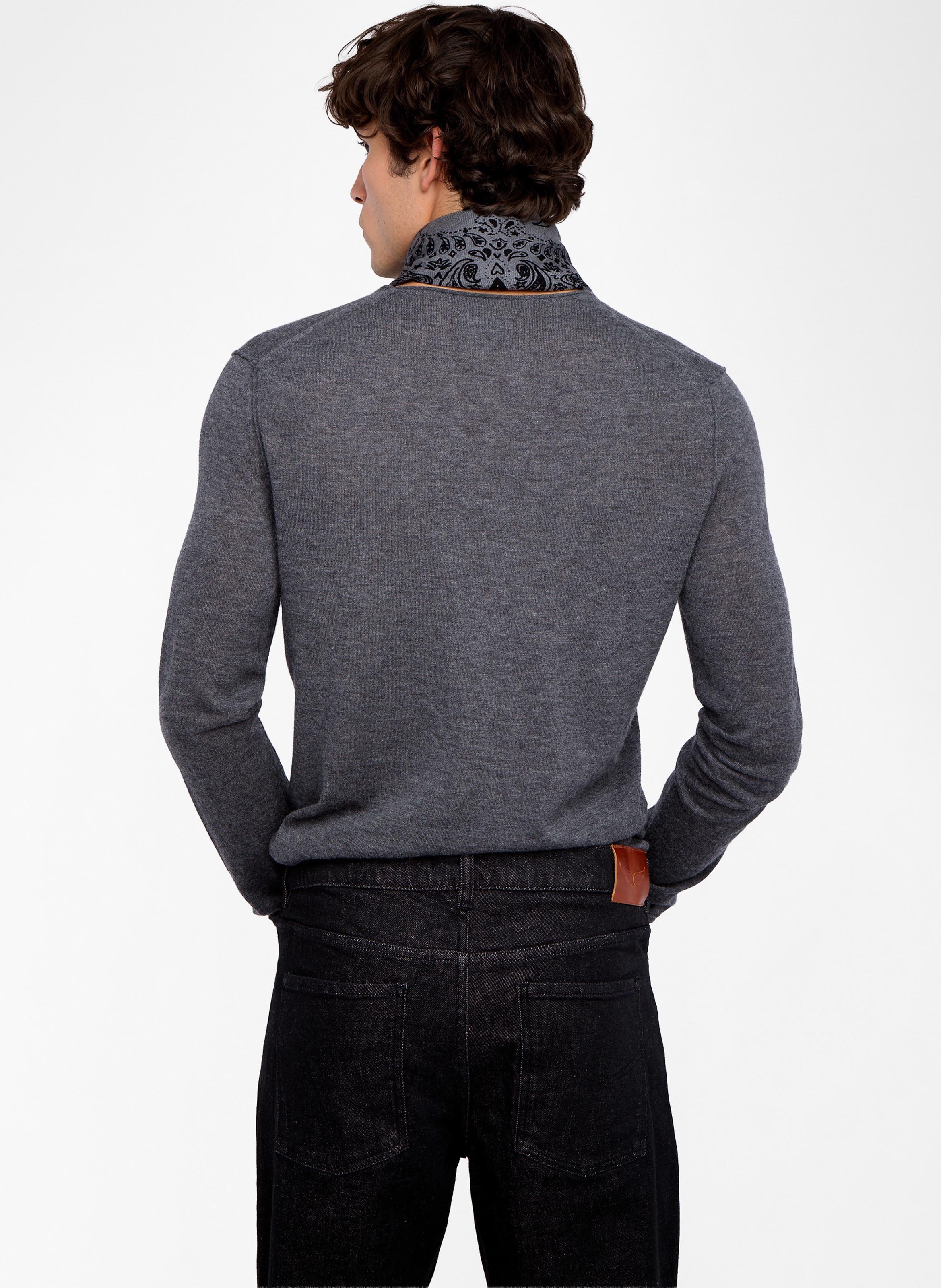 Tee-shirt col v en cachemire monastir ZADIG&VOLTAIRE Gris