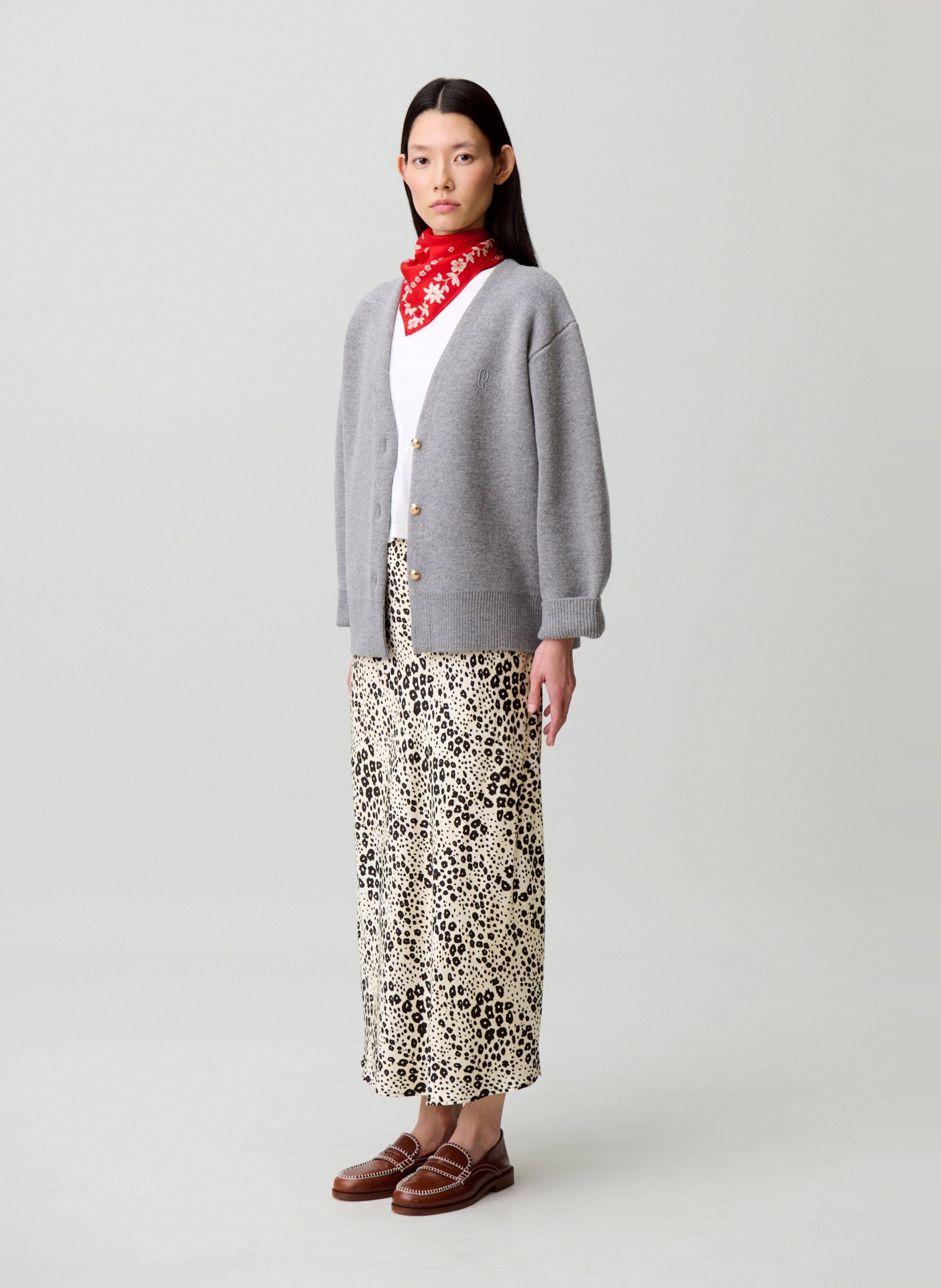 Gilet col v en laine mélangée CLAUDIE PIERLOT Gris