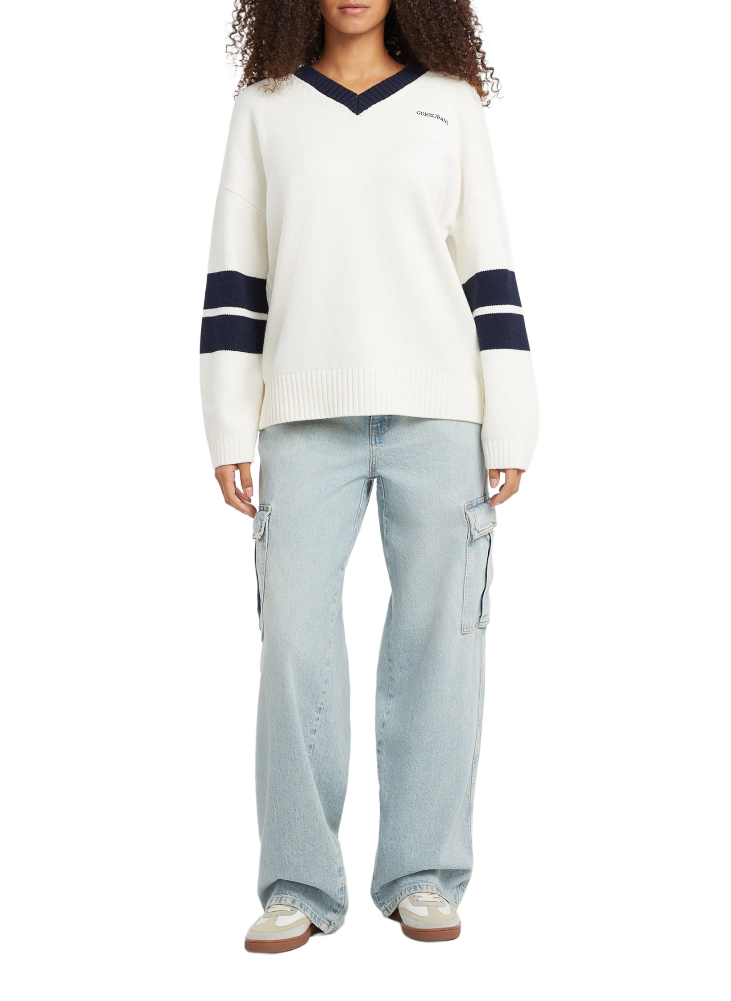 Pull droit en coton mélangé GUESS Beige