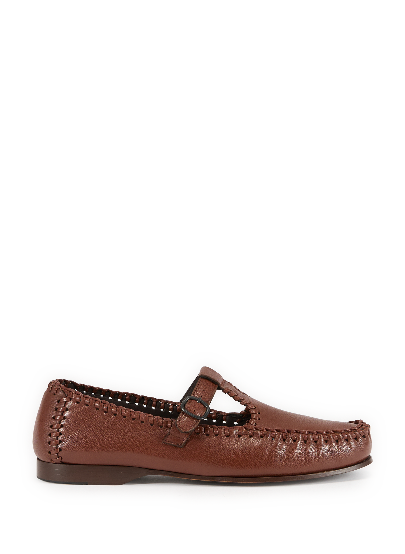 Alcover Supple Shiny Strap Moccasins HEREU Brown