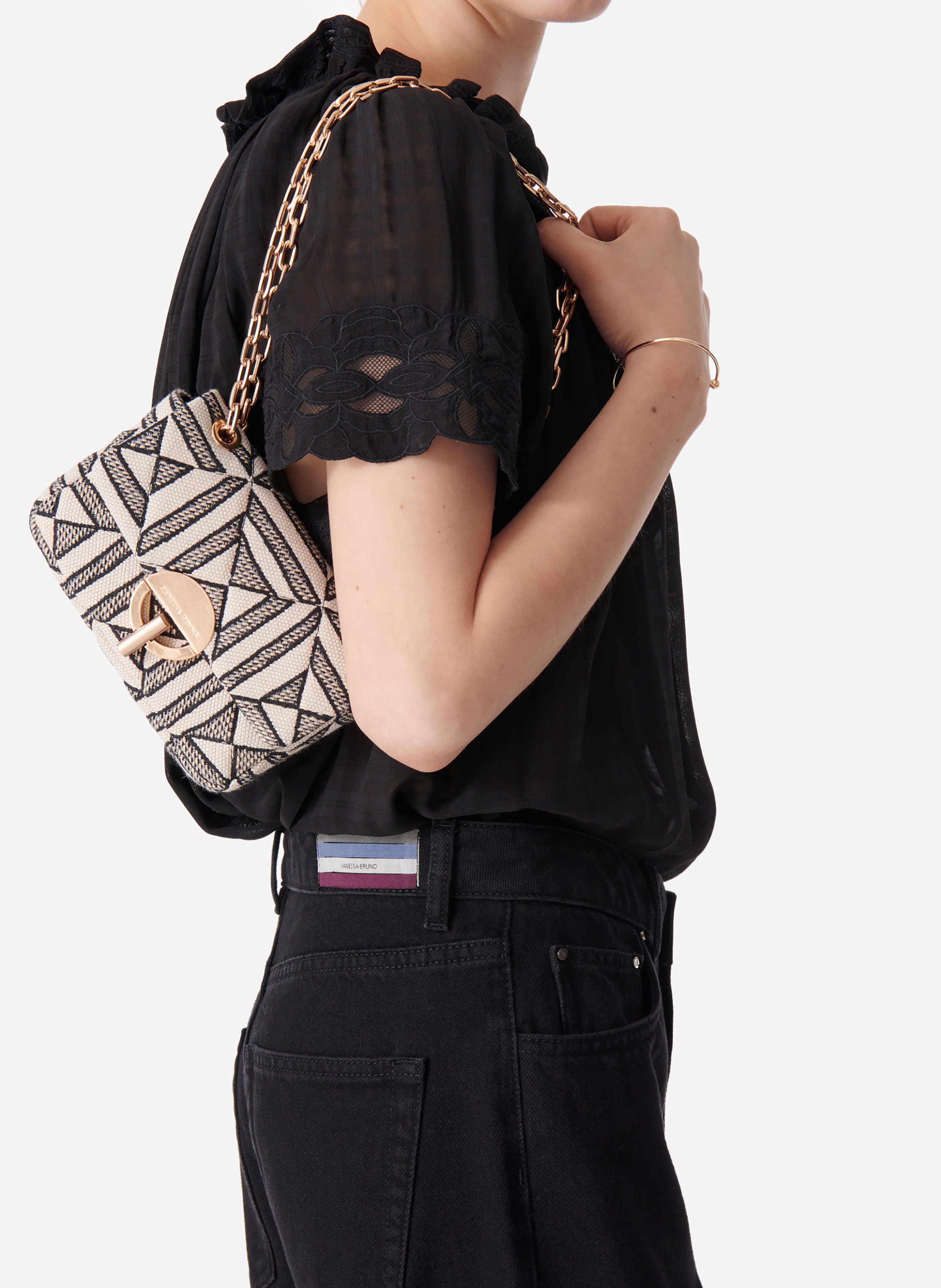 Petit sac moon en coton mélangé VANESSA BRUNO Noir