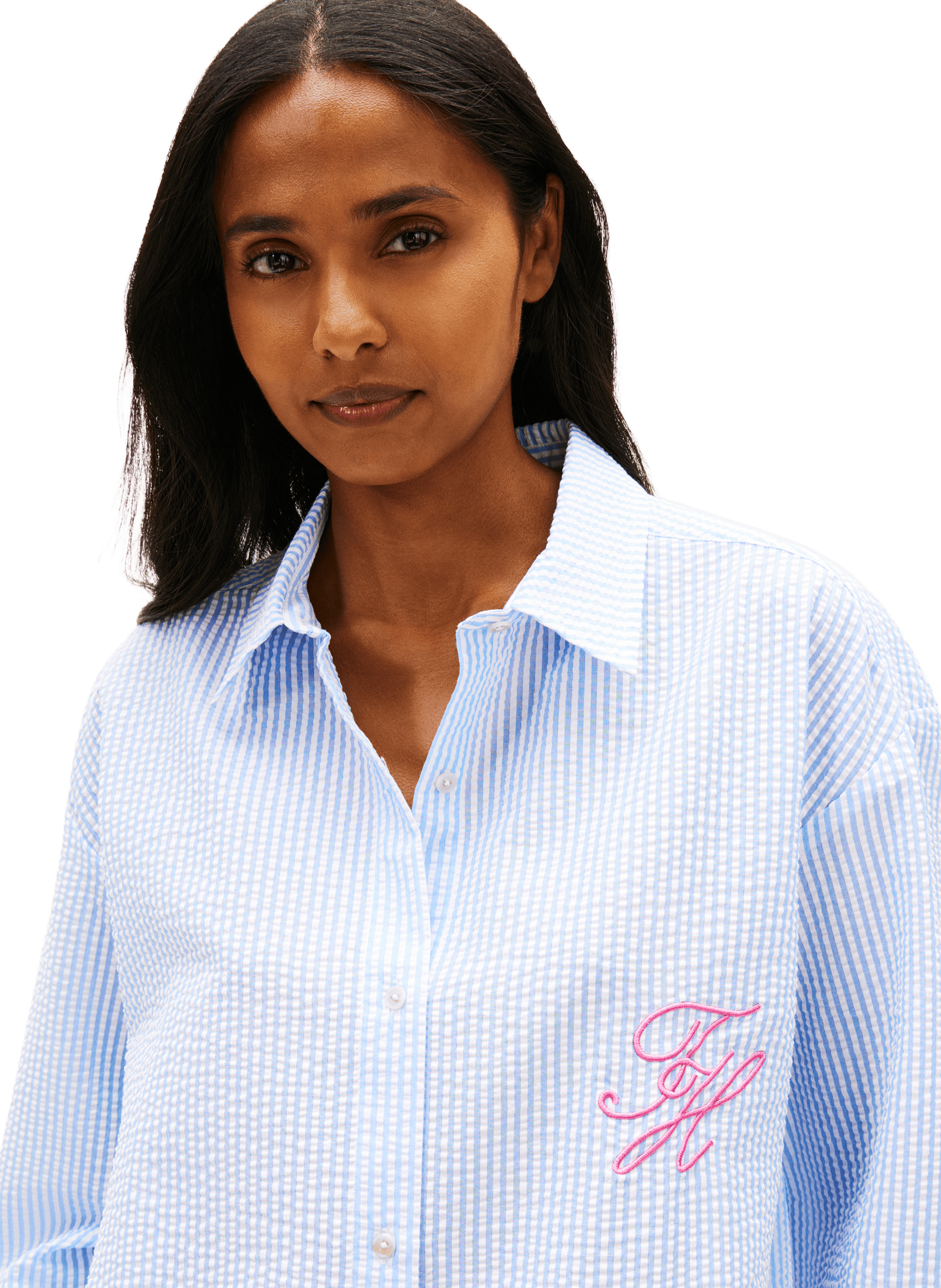 Long striped shirt with embroidered logo TOMMY HILFIGER Blue