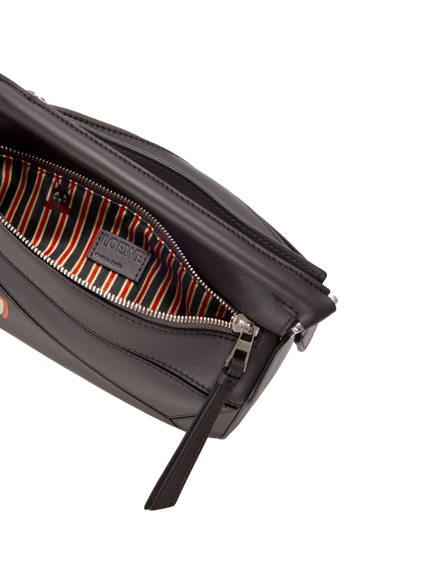 LOEWE x Louis Wain - Petit sac Puzzle Futurist Cat en cuir de veau classique LOEWE Marron