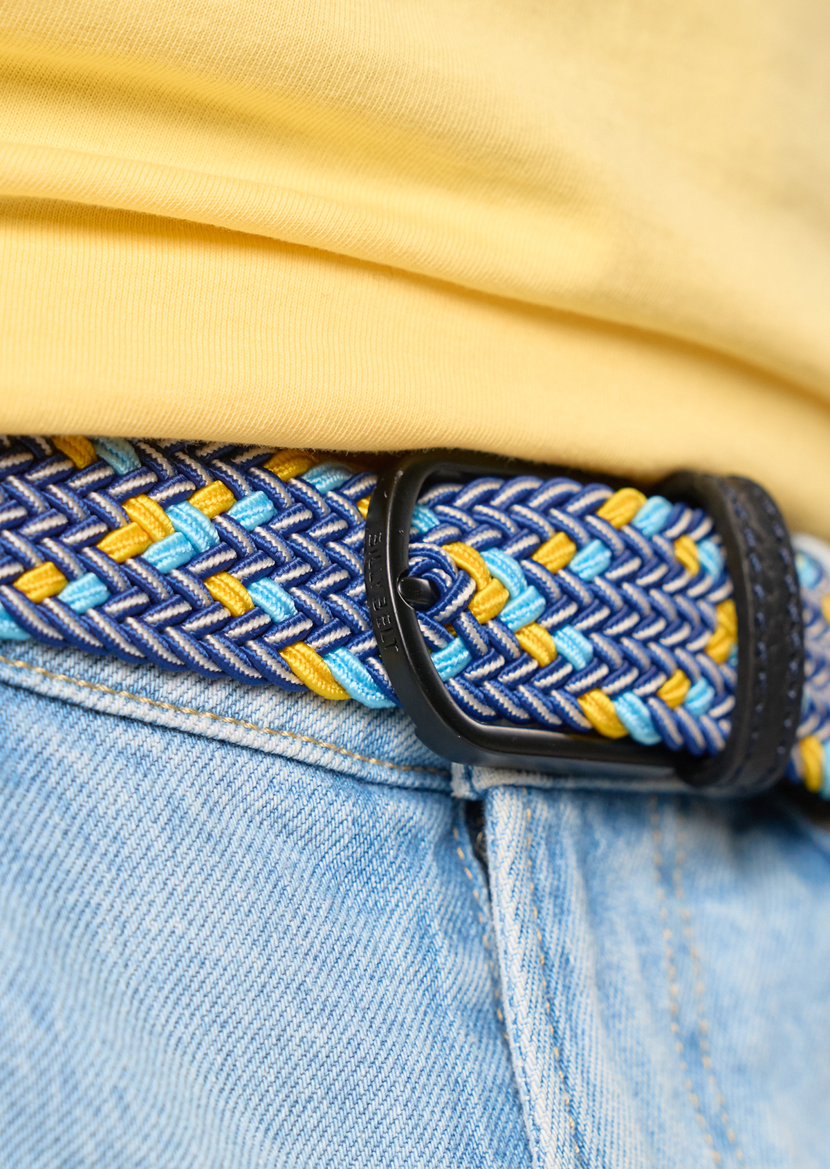 Ceinture tressée élastique multicolore BILLYBELT Bleu