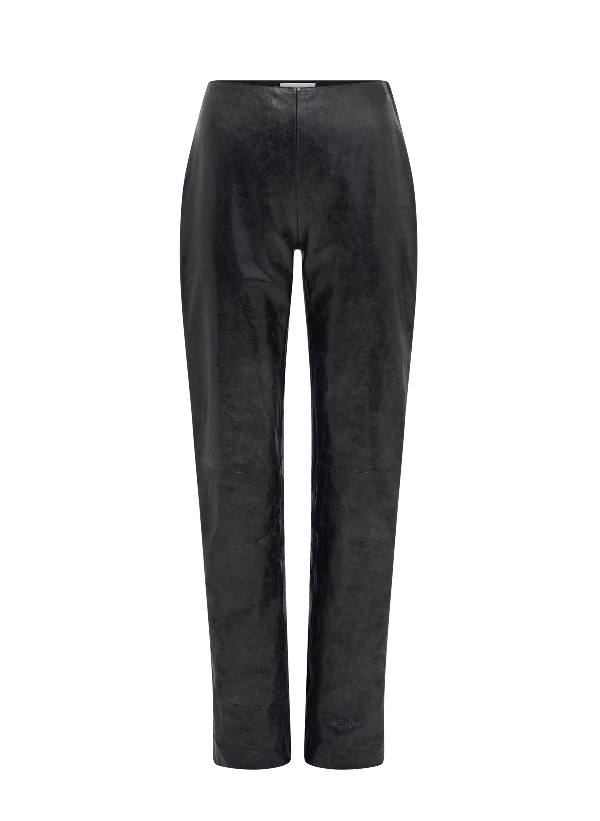 Pantalon droit moon en cuir brillant MARINE SERRE Noir