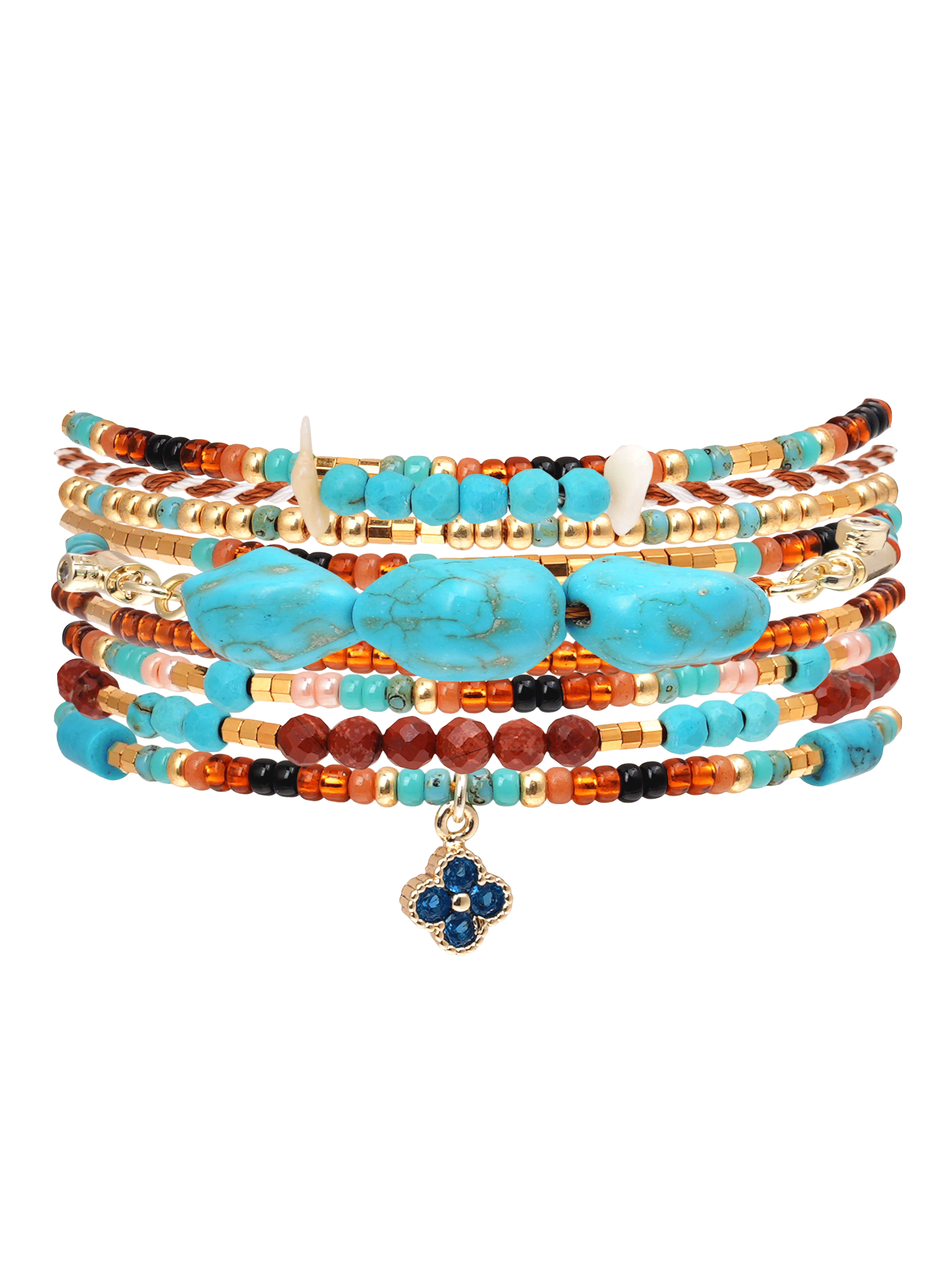 Bracelet manchette multiliens perles avec pendentif fallen HIPANEMA Bleu