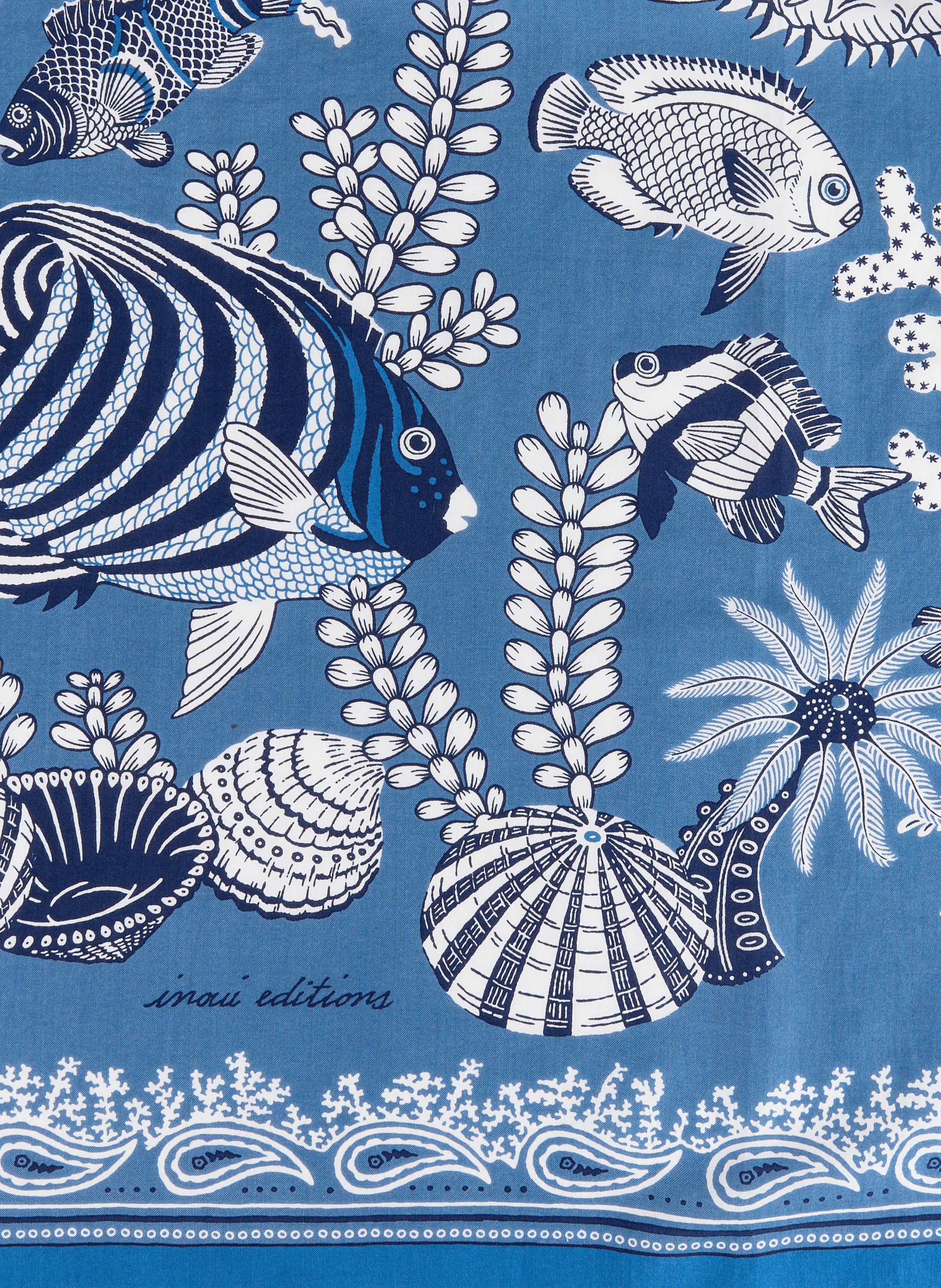 Square Neptune in cotton and silk INOUI EDITIONS Blue