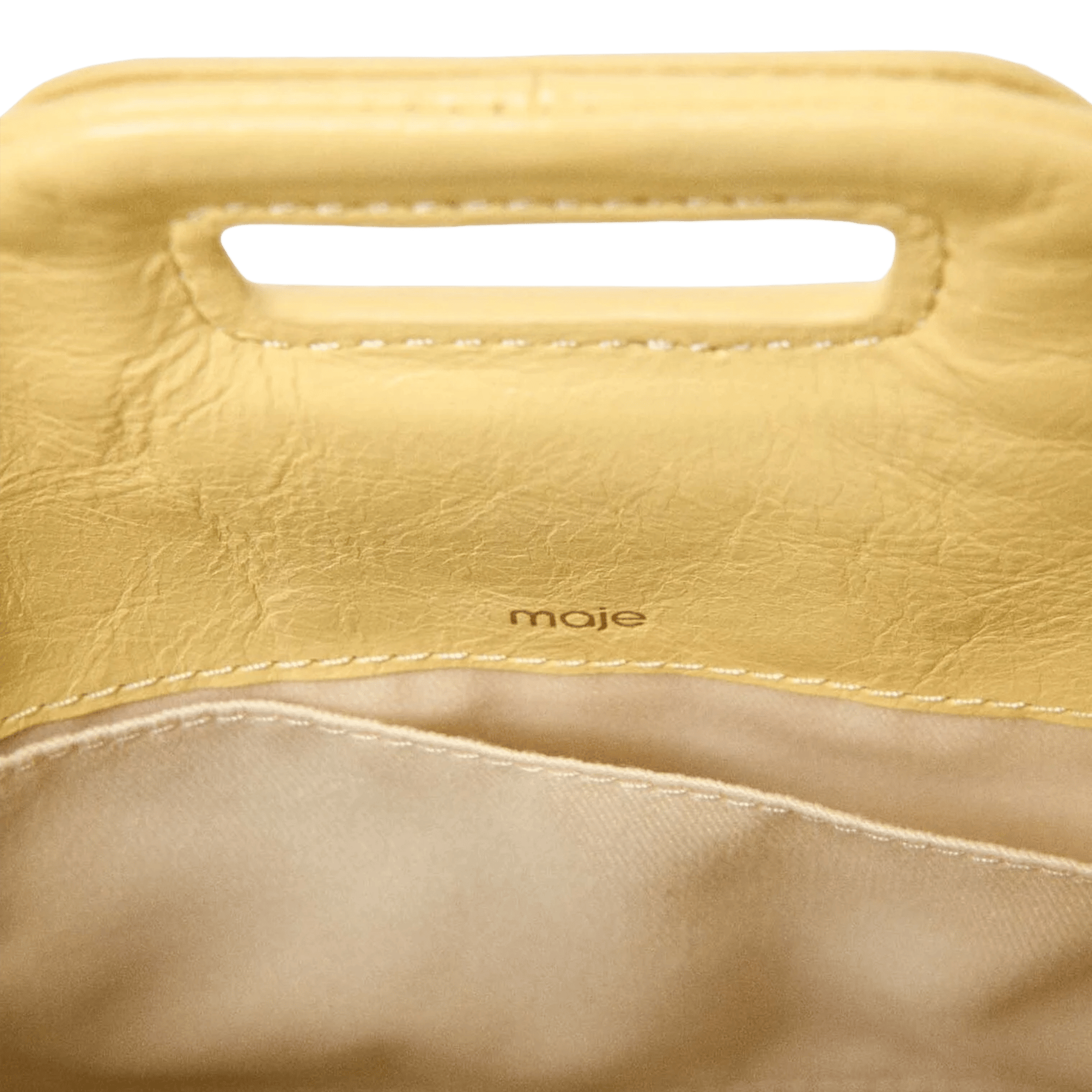 Sac bandoulière à franges en cuir craquelé miss m mini MAJE Jaune