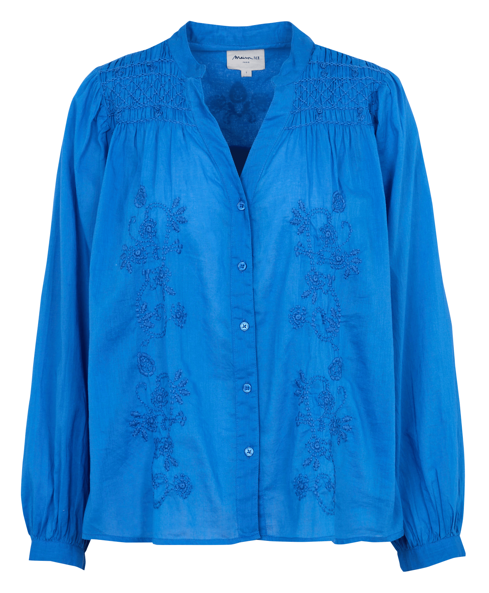 Chemise droite col v en coton brodé darcie MAISON 123 Violet