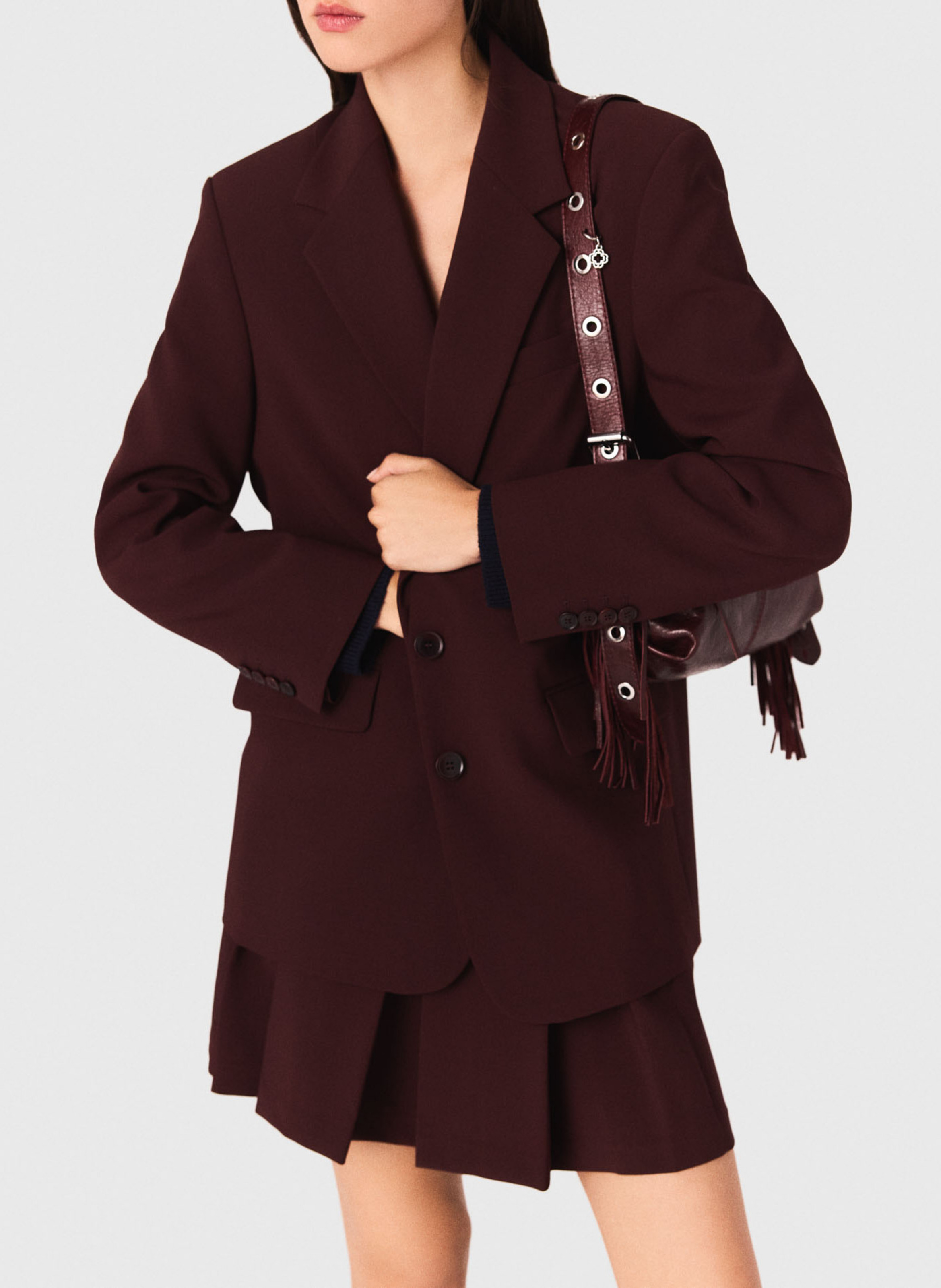 Veste col tailleur en laine mélangée MAJE Rouge