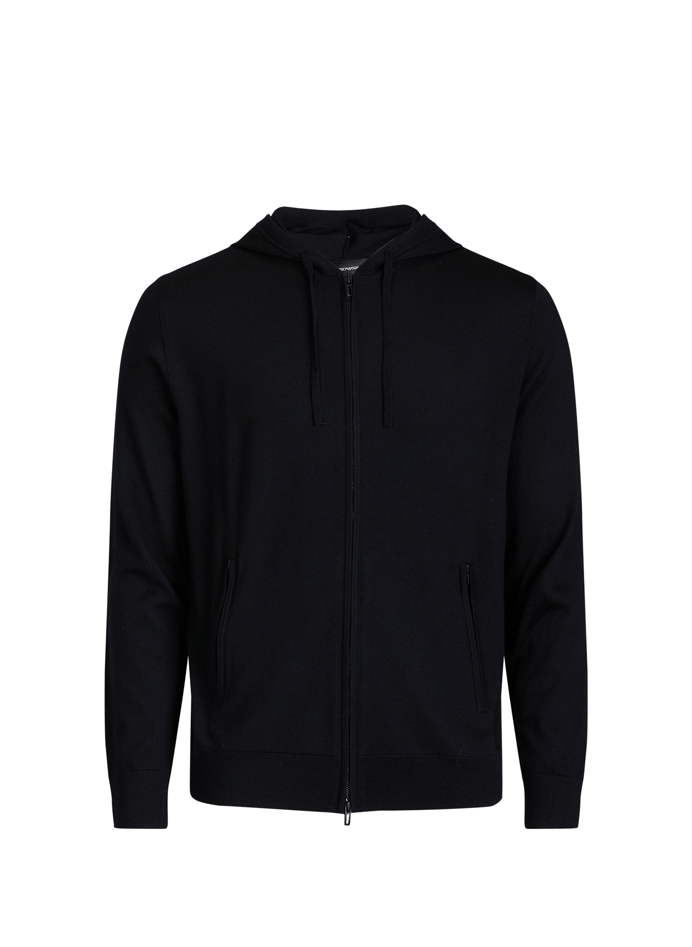 Cardigan à capuche en laine vierge EMPORIO ARMANI Bleu