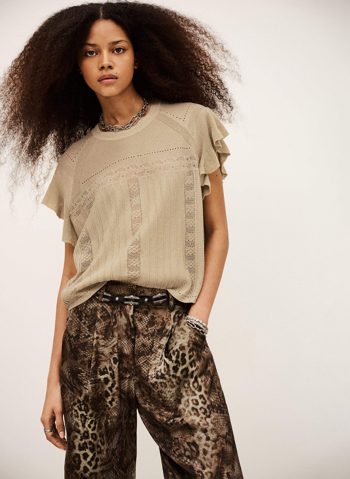 Pull col rond en maille piera BA&SH Doré