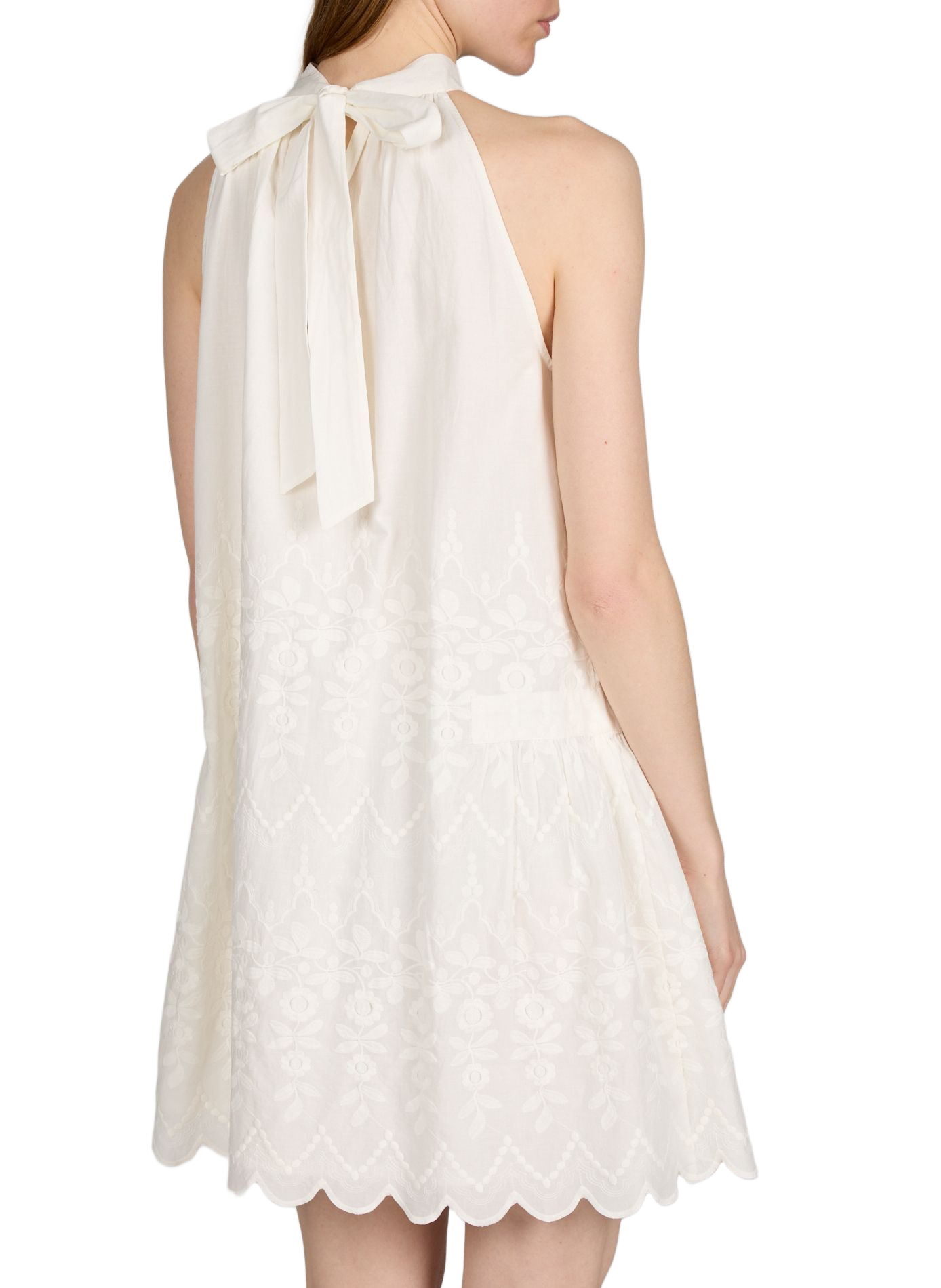 Short loose embroidered dress PETITE MENDIGOTE White