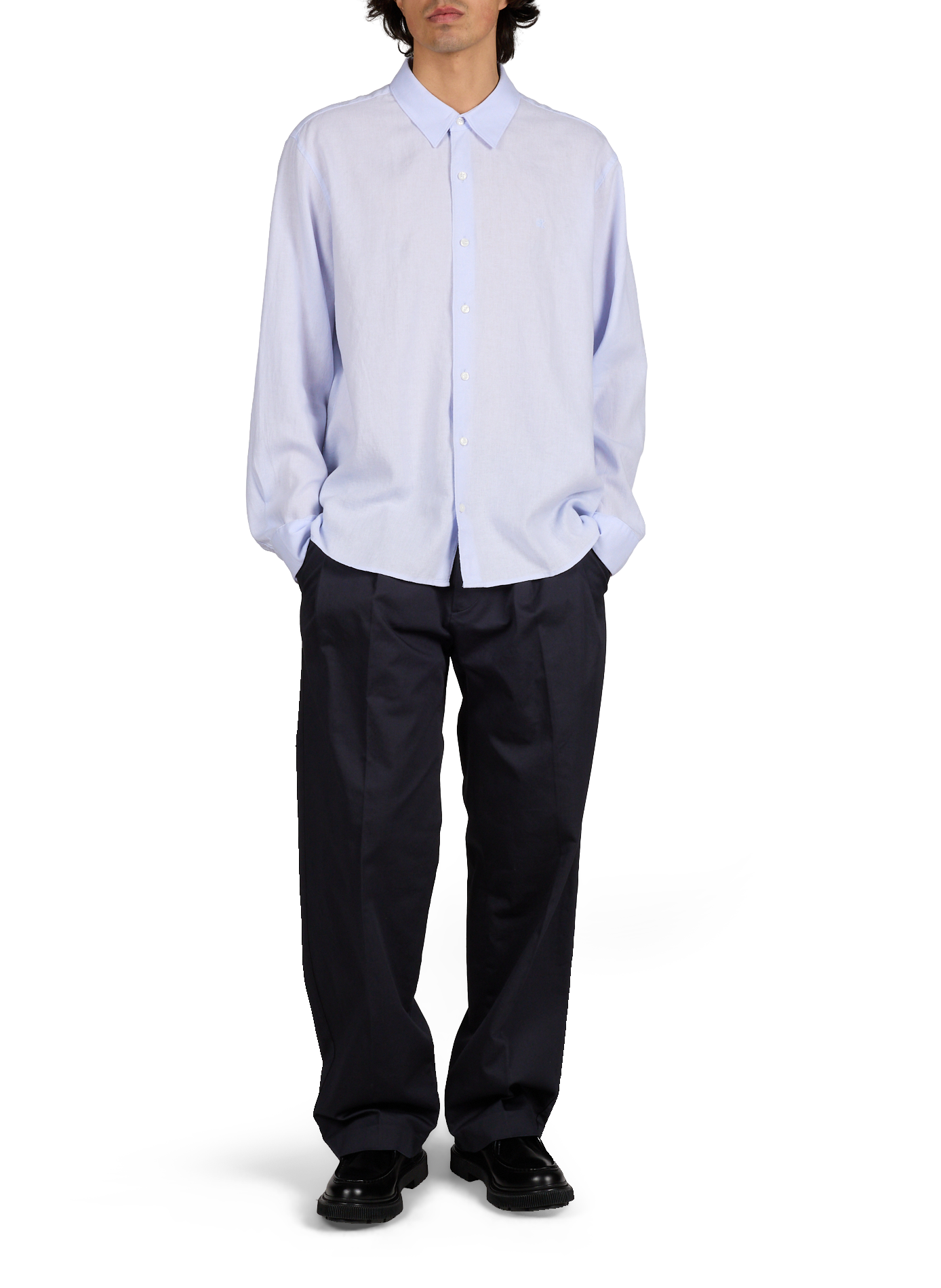 Pantalon droit en coton organique mélangé NN.07 Bleu