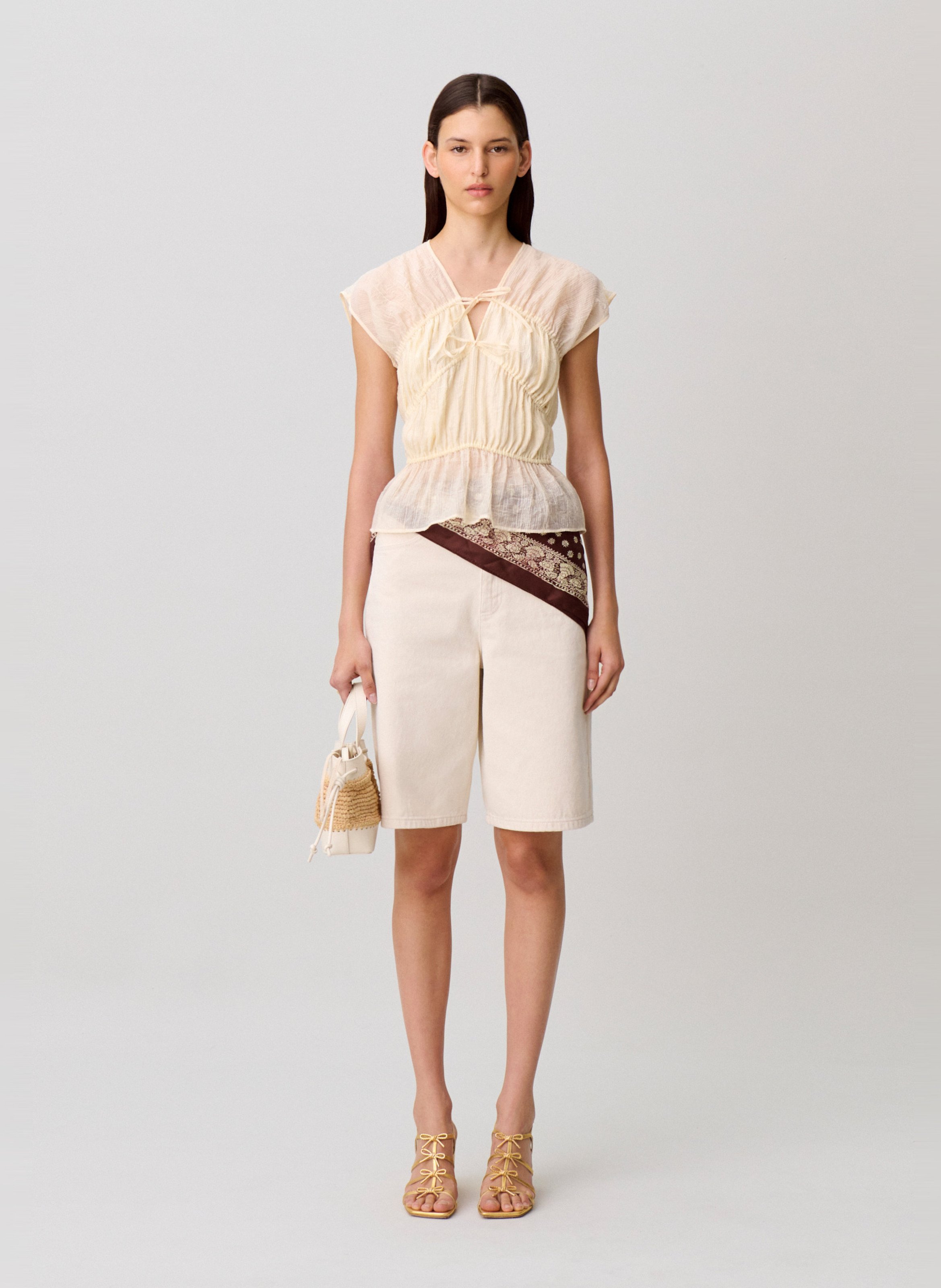 Top sans manches à fronces CLAUDIE PIERLOT Blanc