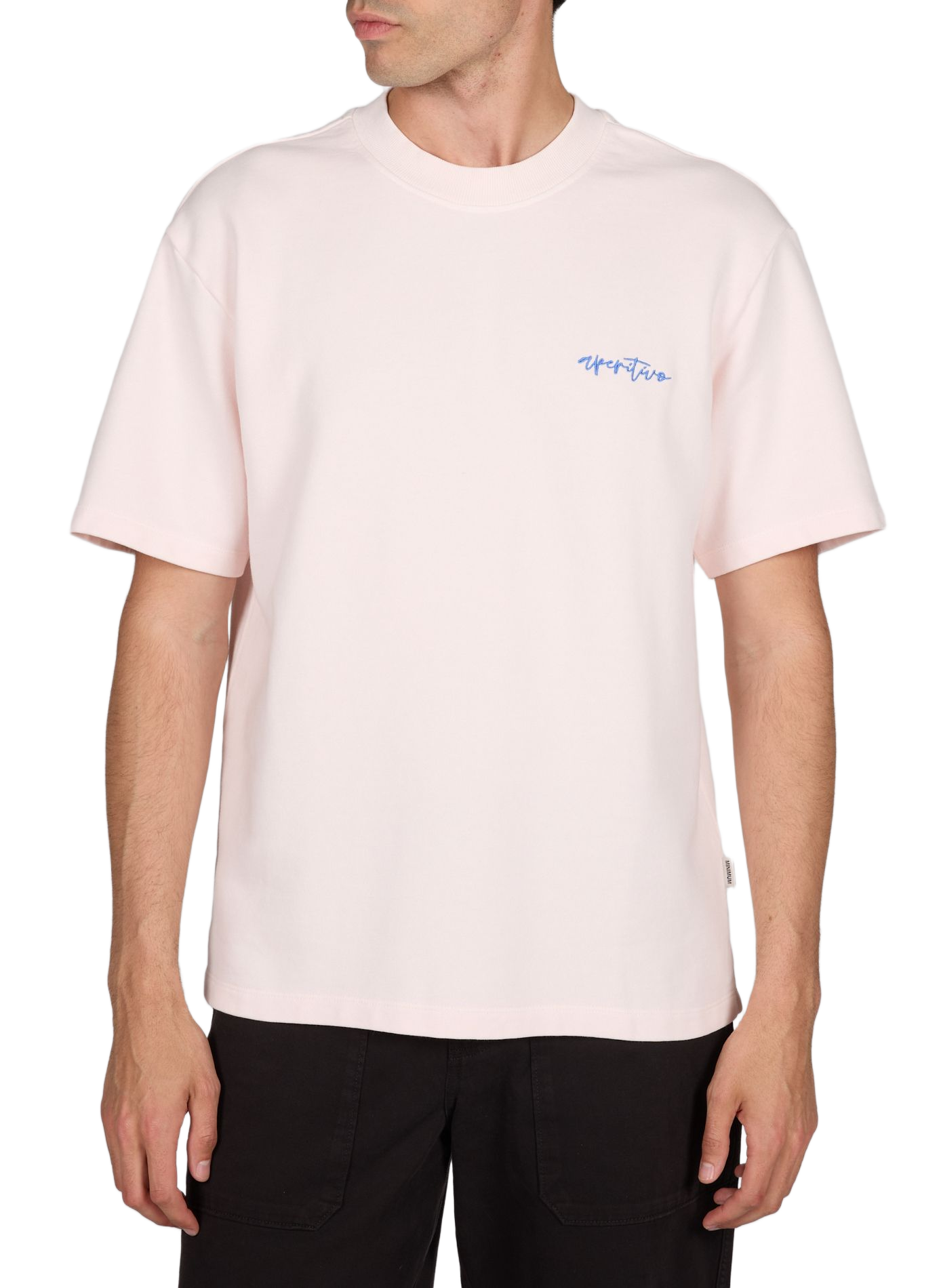 T-shirt droit brodé Terry en coton organique MINIMUM Rose