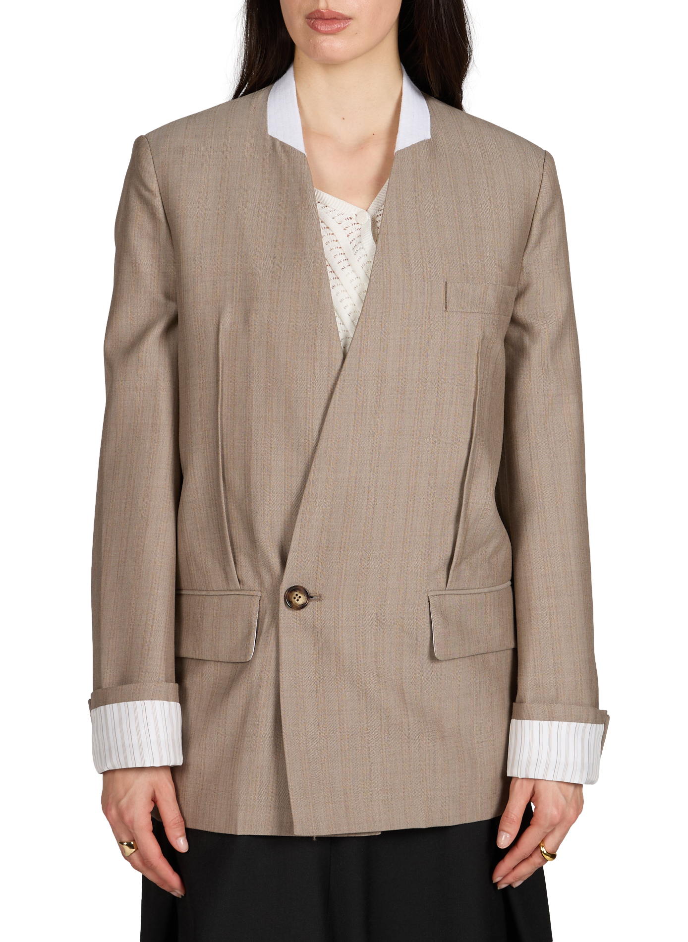 Virgin wool V-neck jacket VICTORIA BECKHAM Brown