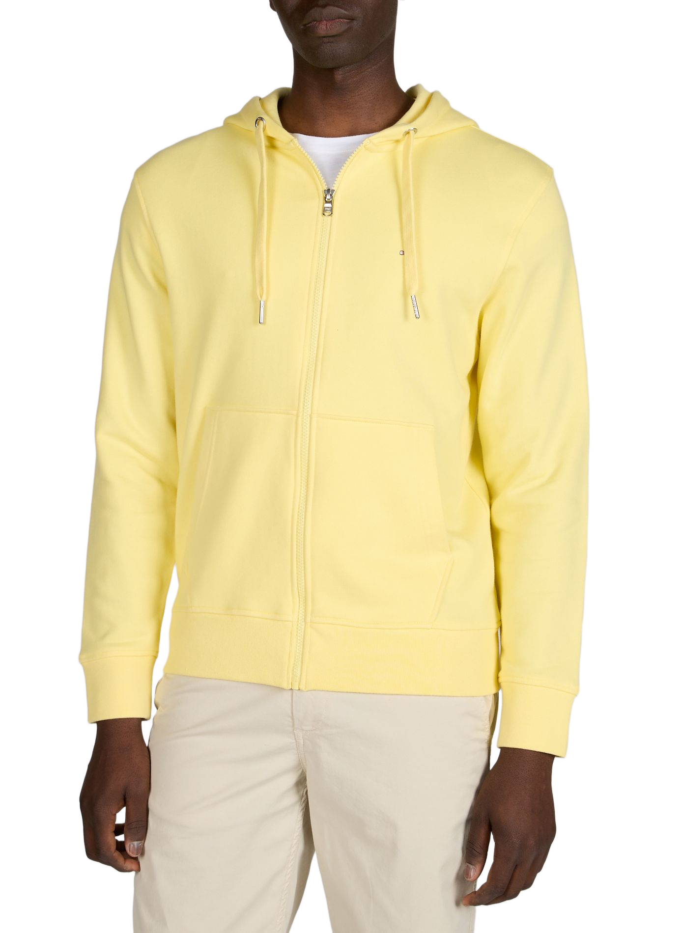 Sweatshirt zippé à capuche en molleton coton EDEN PARK Jaune