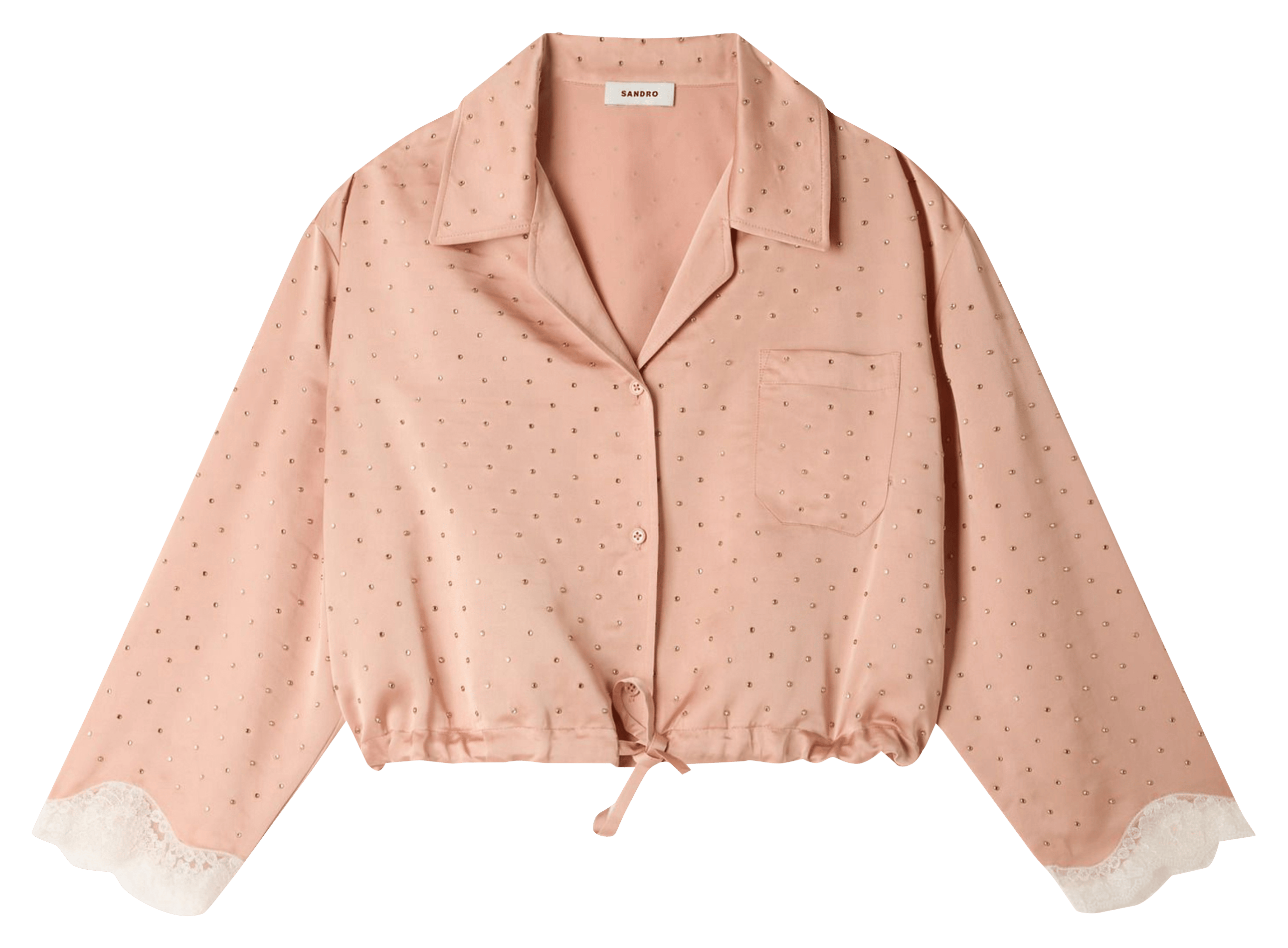 Top court à strass SANDRO Beige