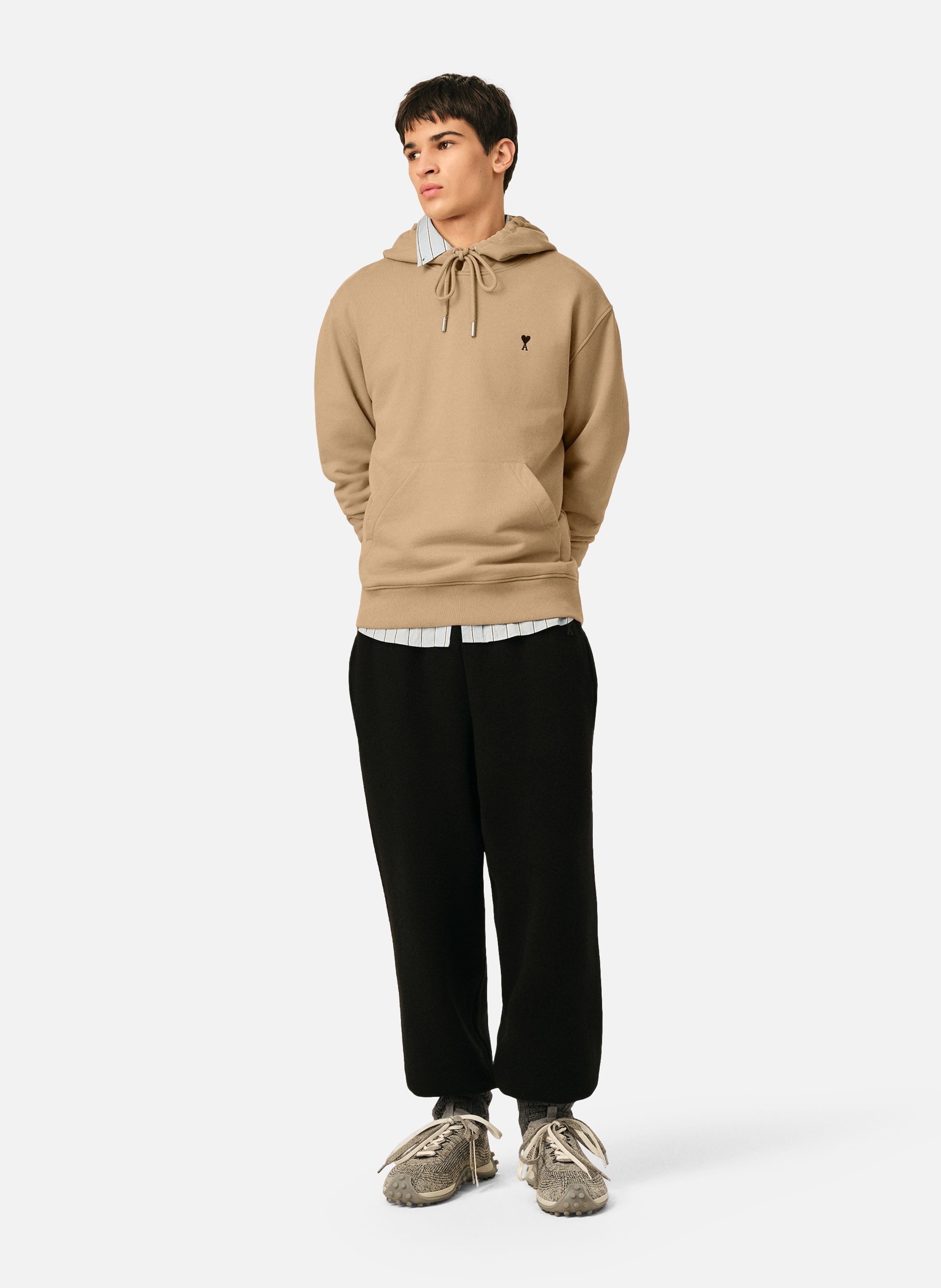 Hoodie en coton ami de coeur AMI PARIS Beige