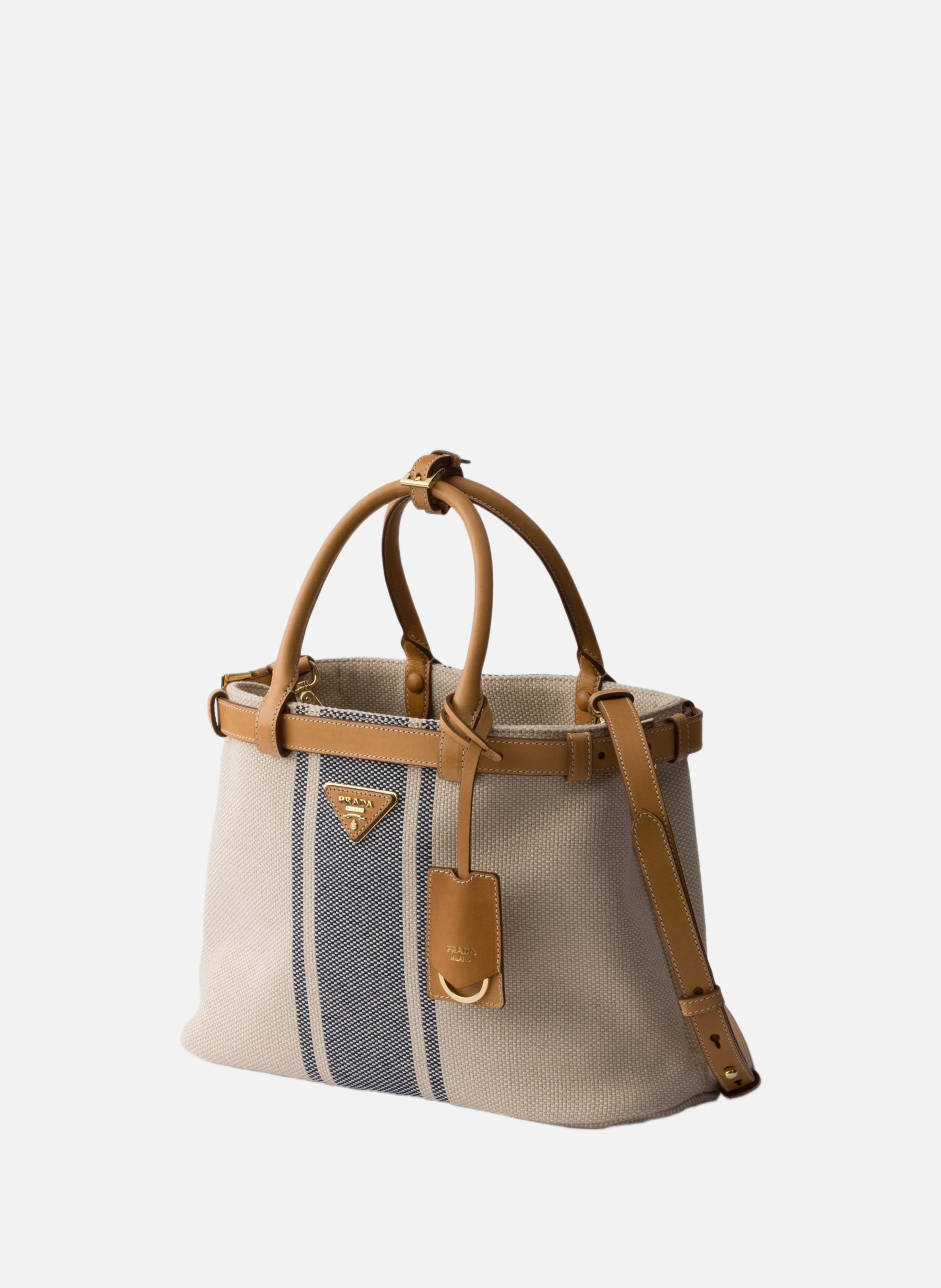Petit sac prada buckle en toile et cuir PRADA Beige