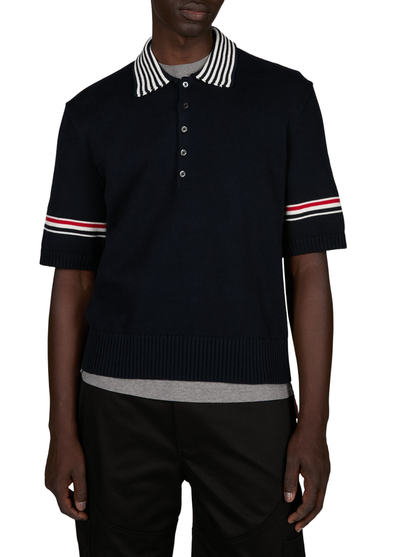 Polo met korte mouwen van gebreide stof THOM BROWNE Blauw