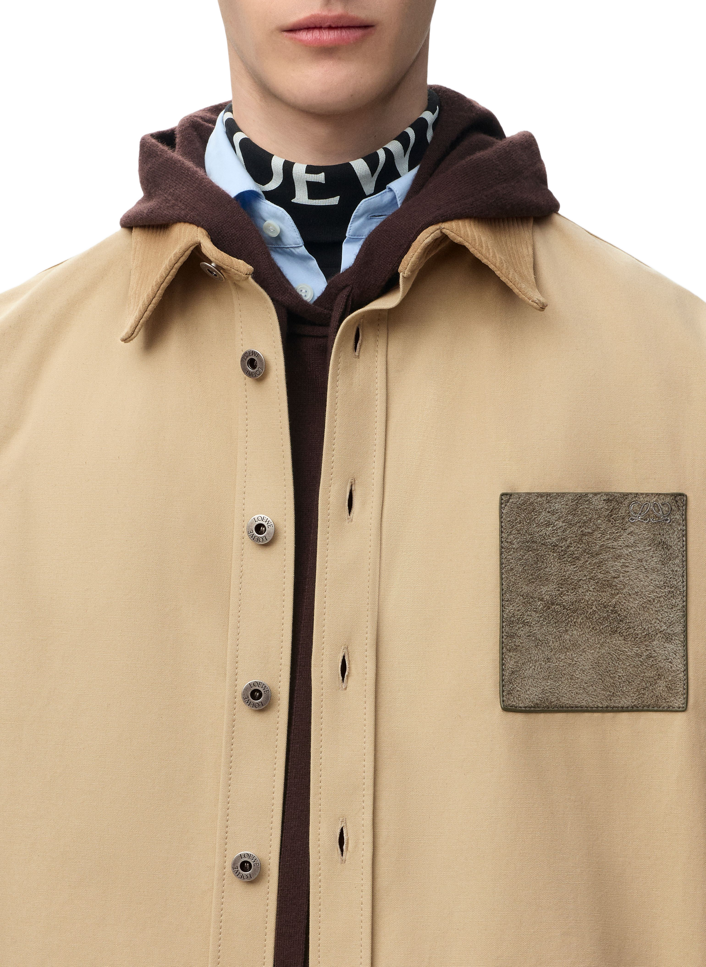Surchemise en toile de coton et cuir LOEWE Beige