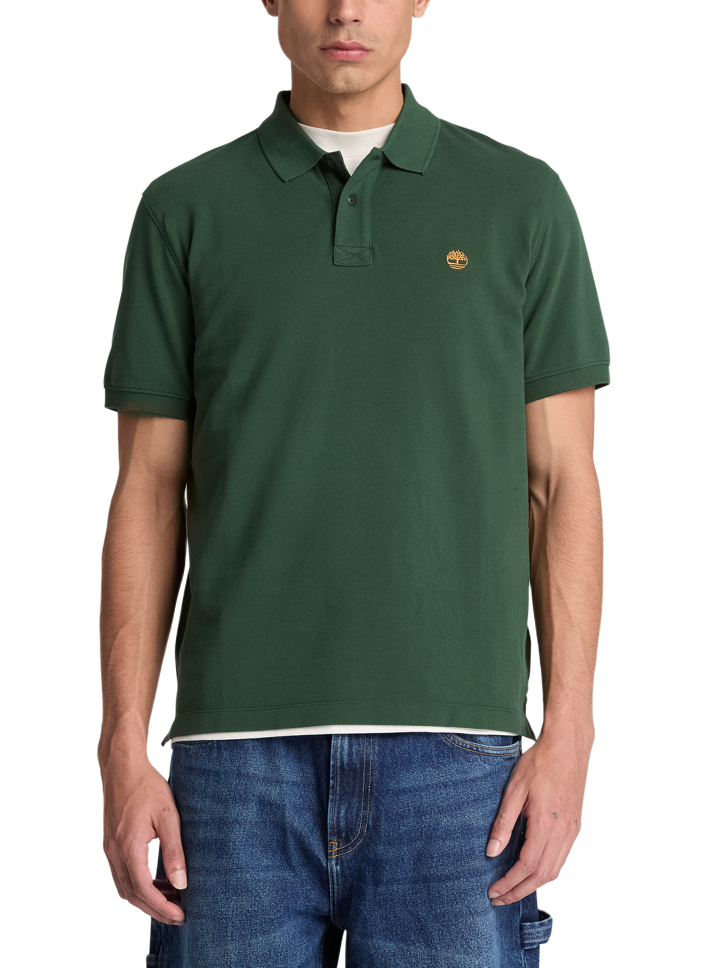 Polo a maniche corte con logo in cotone TIMBERLAND Verde