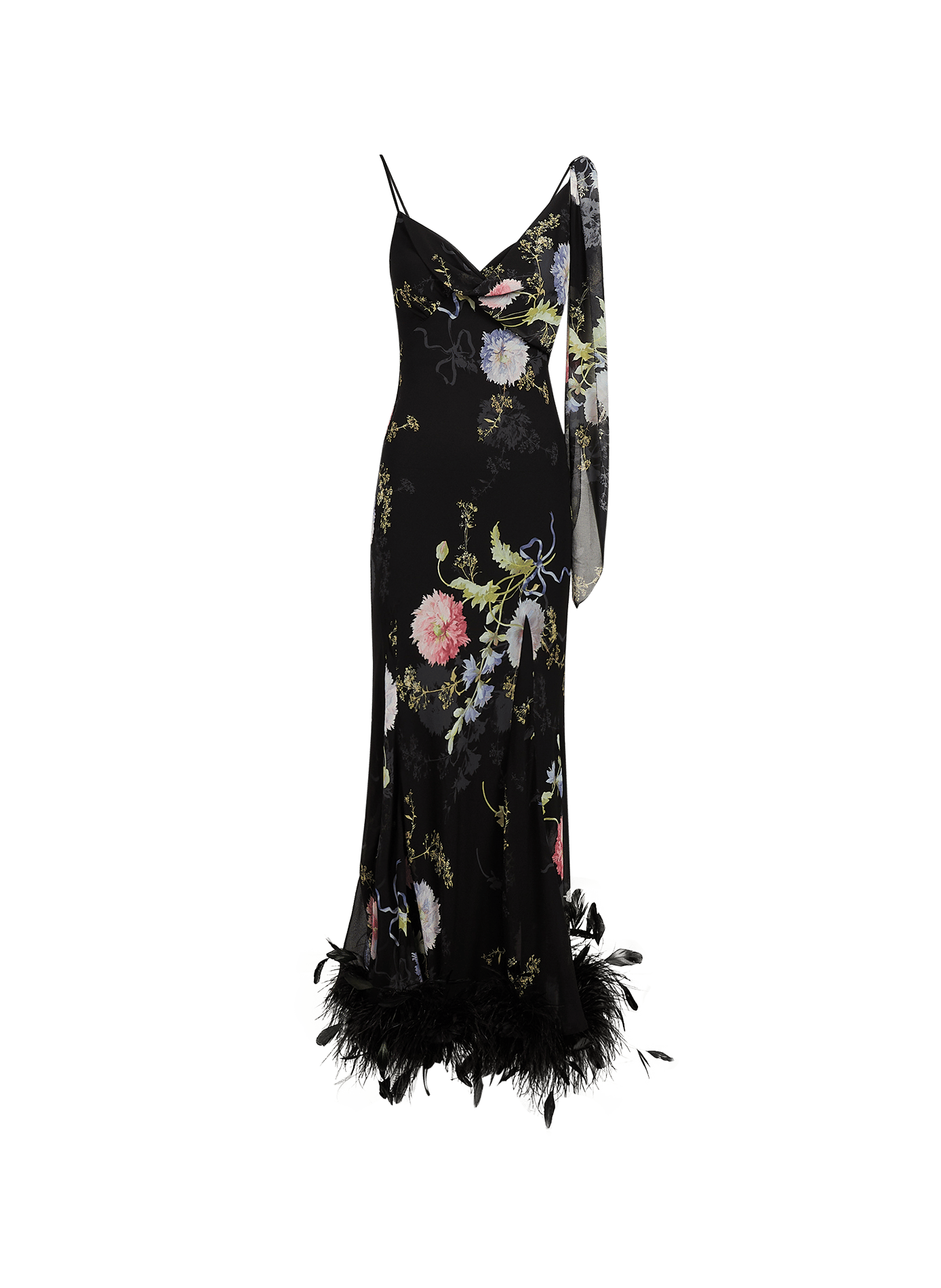 Floral print long dress SELF PORTRAIT Black