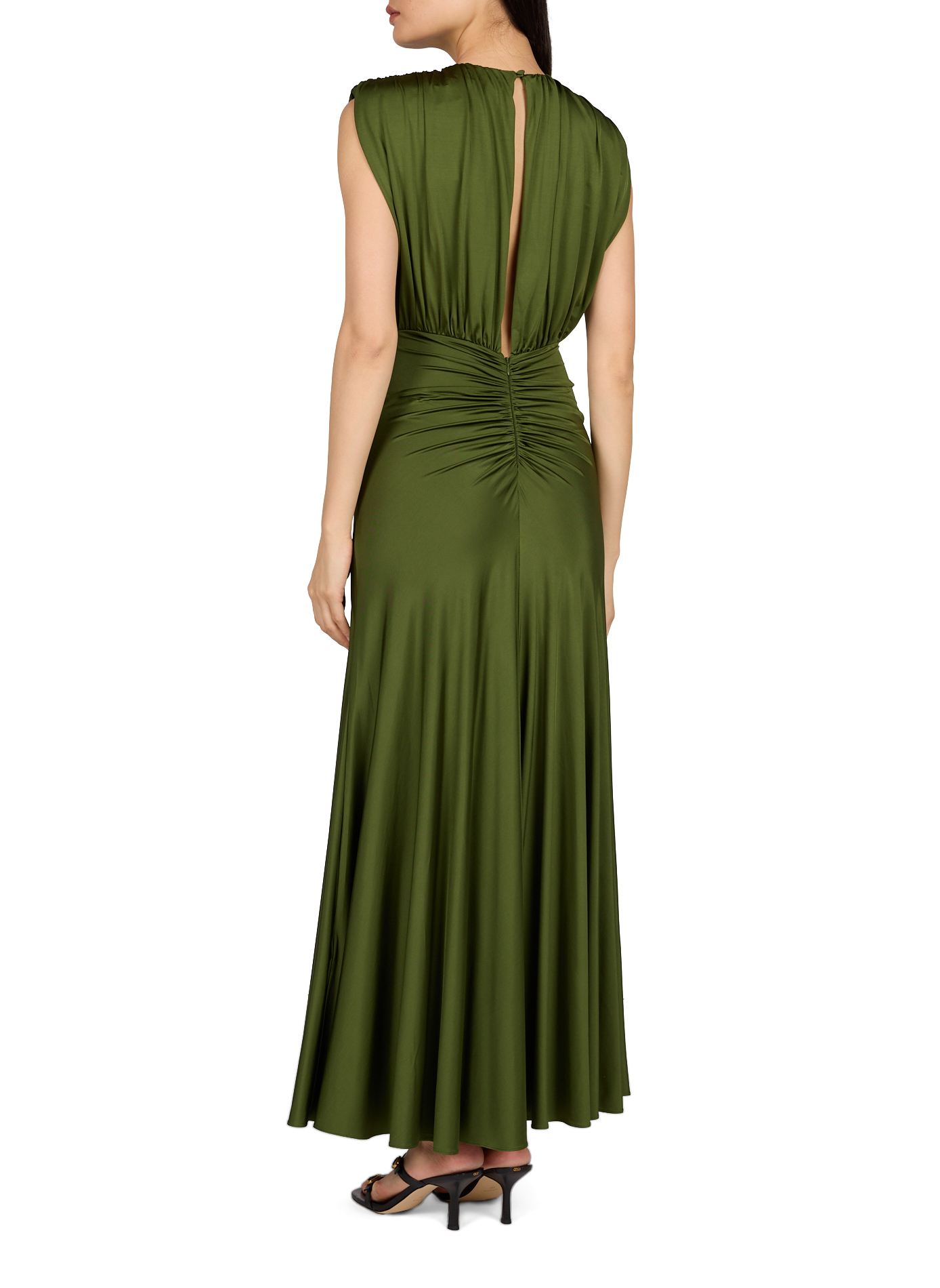 Robe longue satinée SELF PORTRAIT Vert