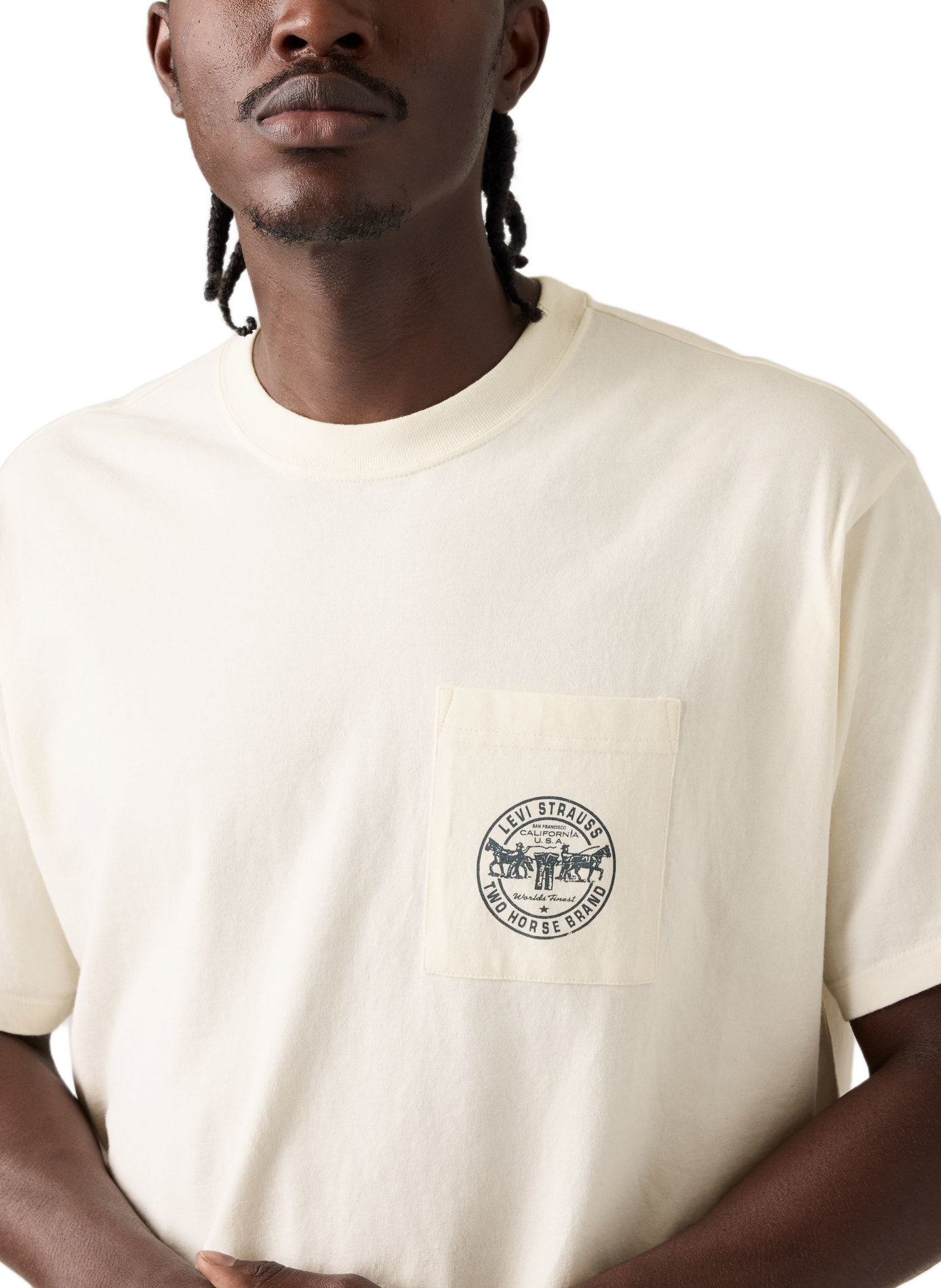 Straight fit round neck printed cotton T-shirt LEVI'S Beige