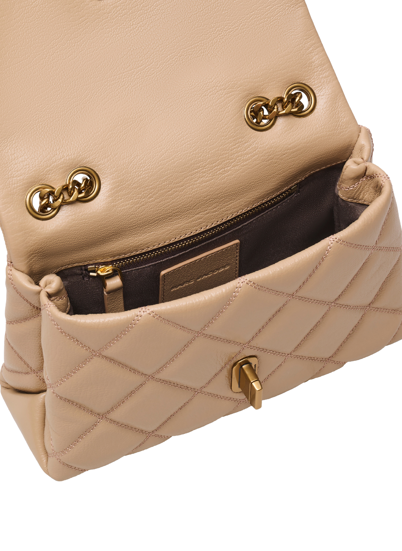 Sac à main à double chaîne en cuir MARC JACOBS Marron